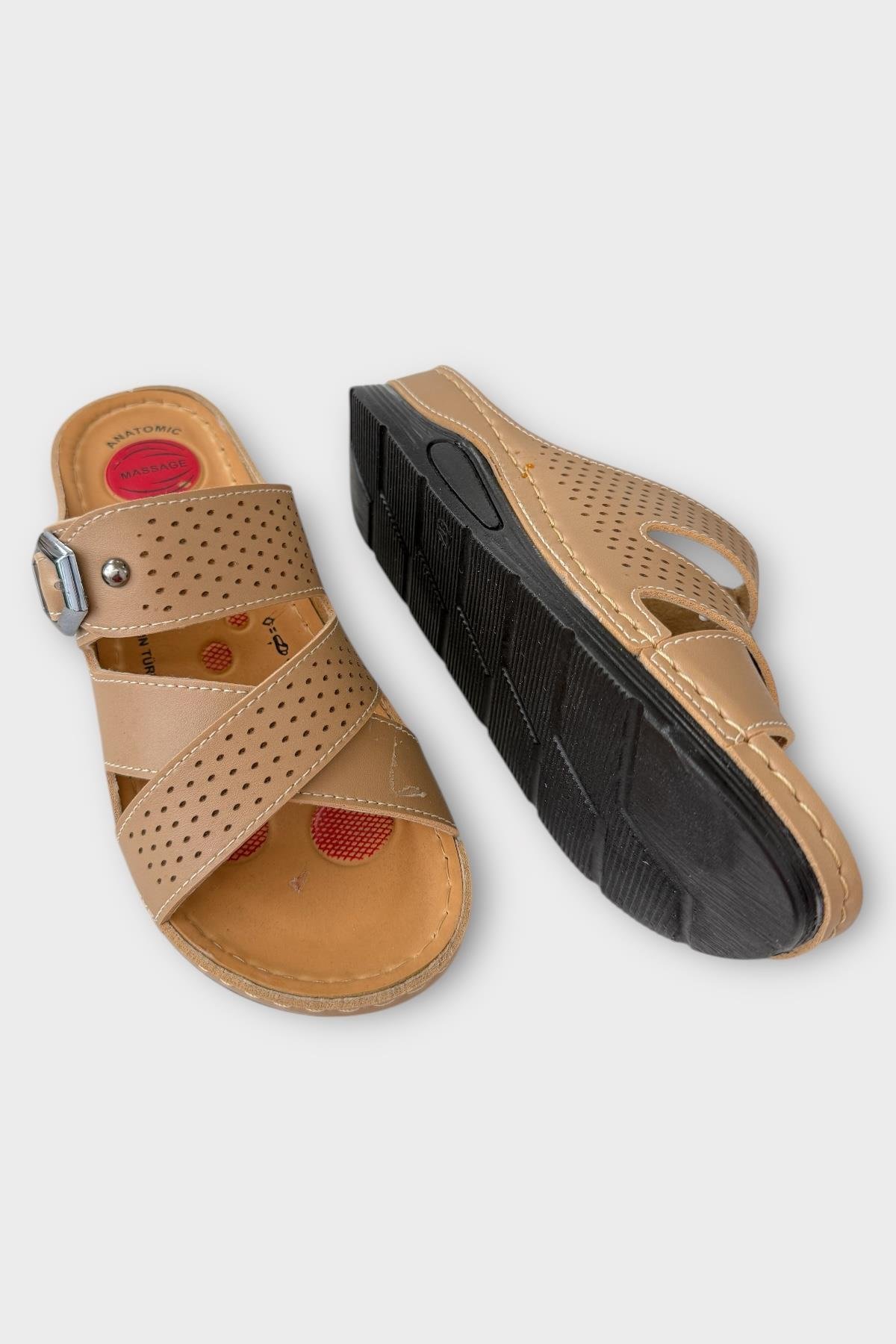 Kadın Günlük Terlik Anatomik Taban Rahat Şık Yazlık Ev Plaj Tatil Terliği BEJ - Görsel 5