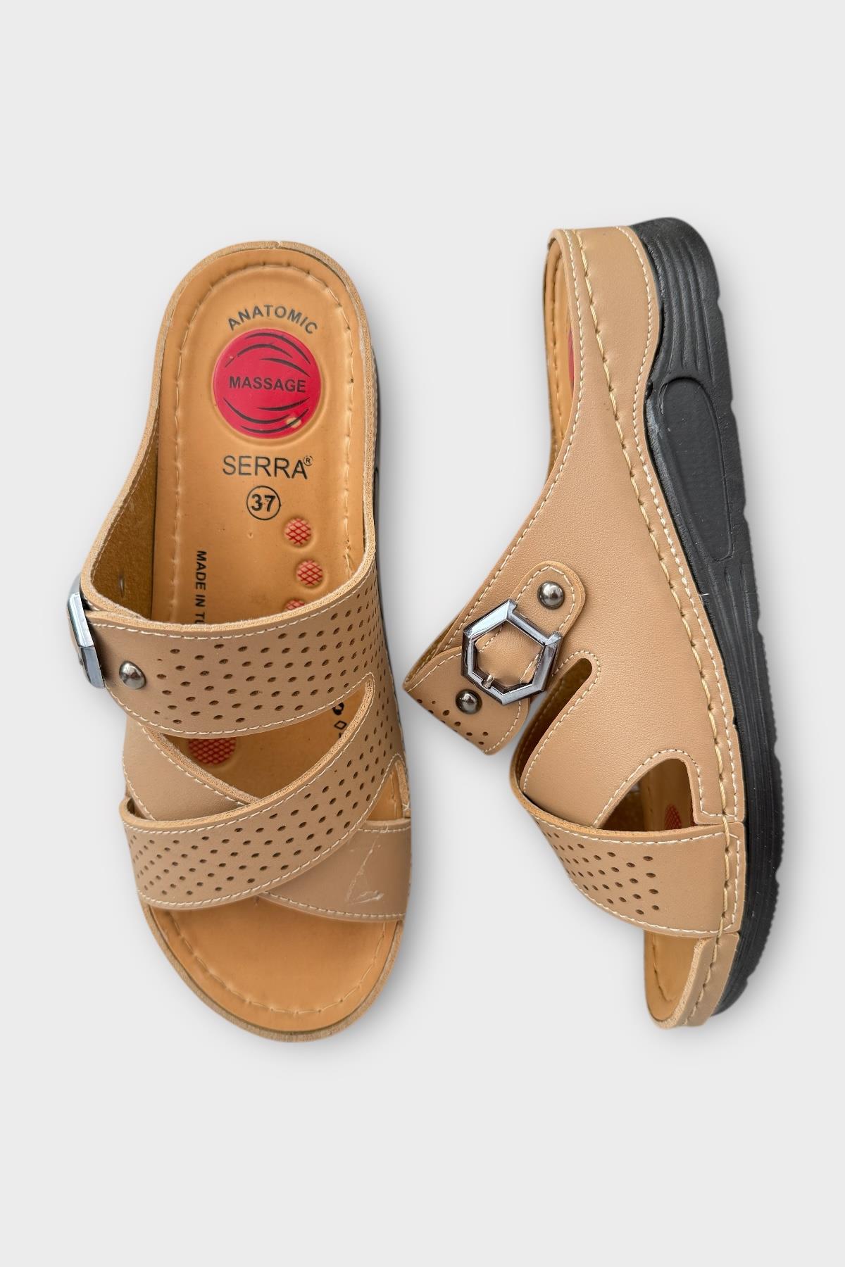 Kadın Günlük Terlik Anatomik Taban Rahat Şık Yazlık Ev Plaj Tatil Terliği BEJ - Görsel 7