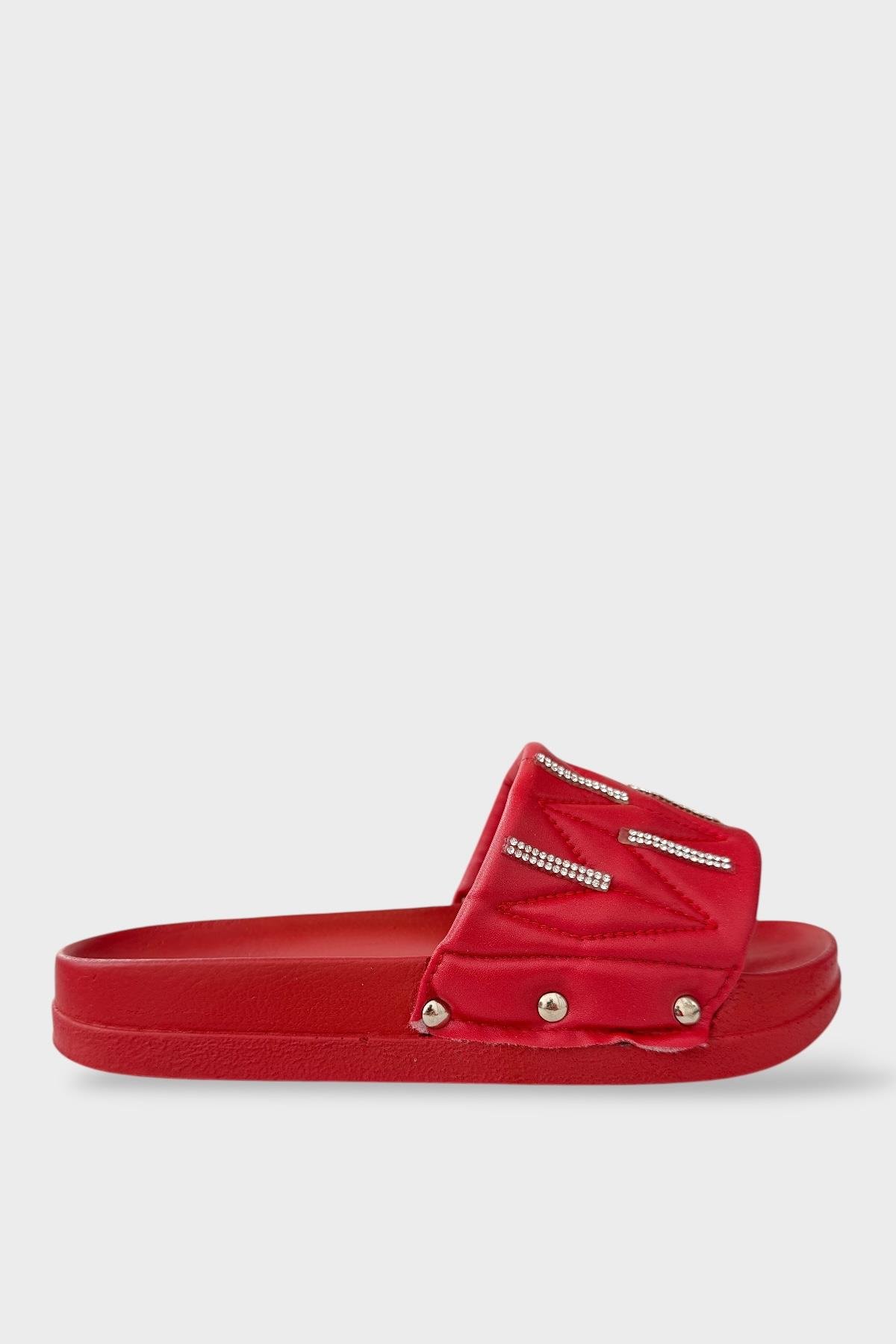 Kadın Günlük Terlik Yumuşak Hafif Taban Şık Ortopedik Yazlık Ev Plaj Tatil Terliği KIRMIZI - Görsel 2