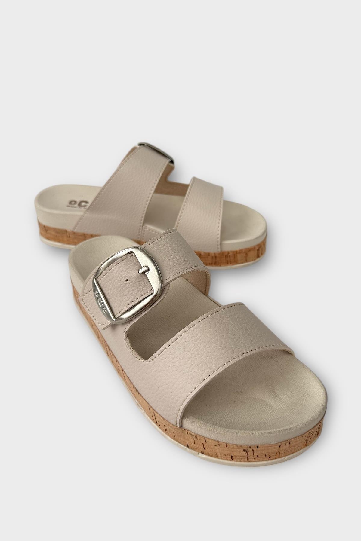 Kadın Günlük Terlik Kalın Taban Tokalı Rahat Şık Yazlık Ev Plaj Tatil Terliği BEJ - Görsel 3