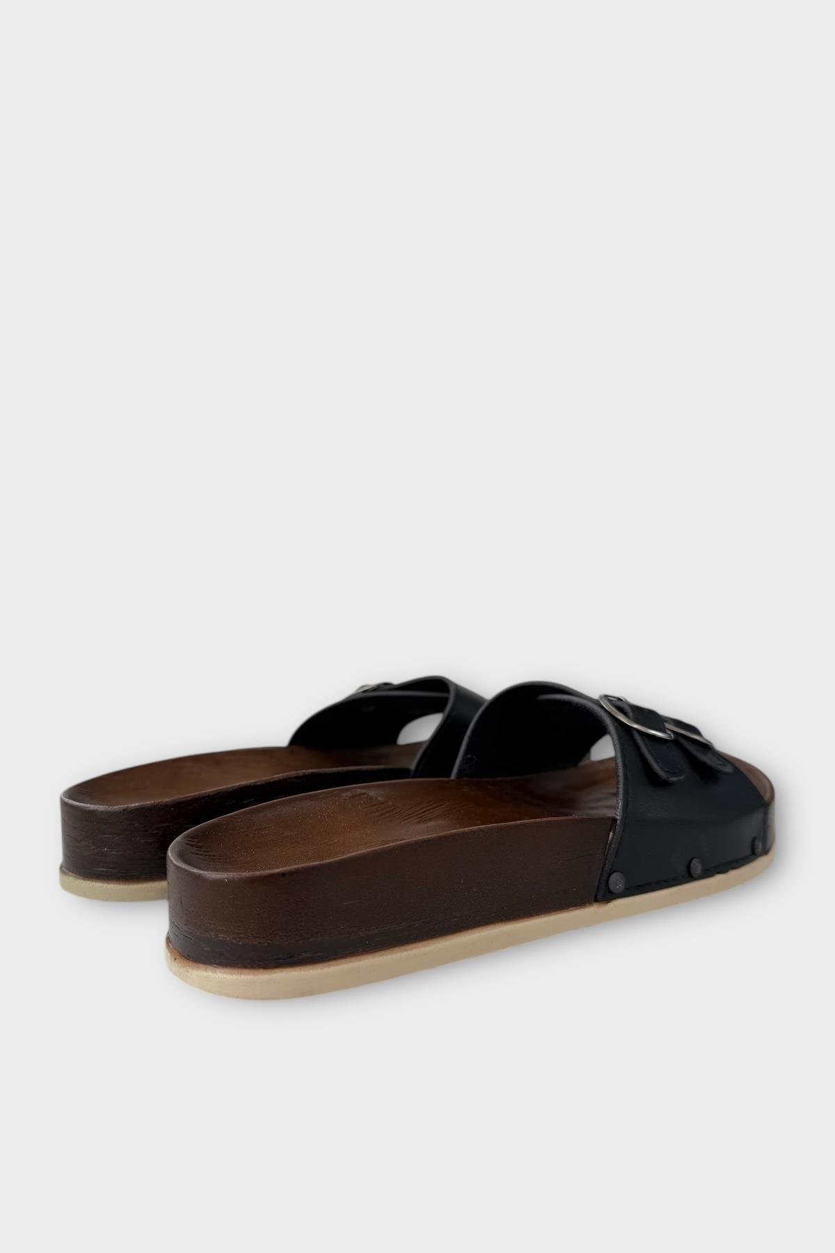 Kadın Günlük Terlik Ayarlanabilir Çift Bant Şık Ortopedik Yazlık Ev Plaj Tatil Terliği SİYAH - Görsel 6