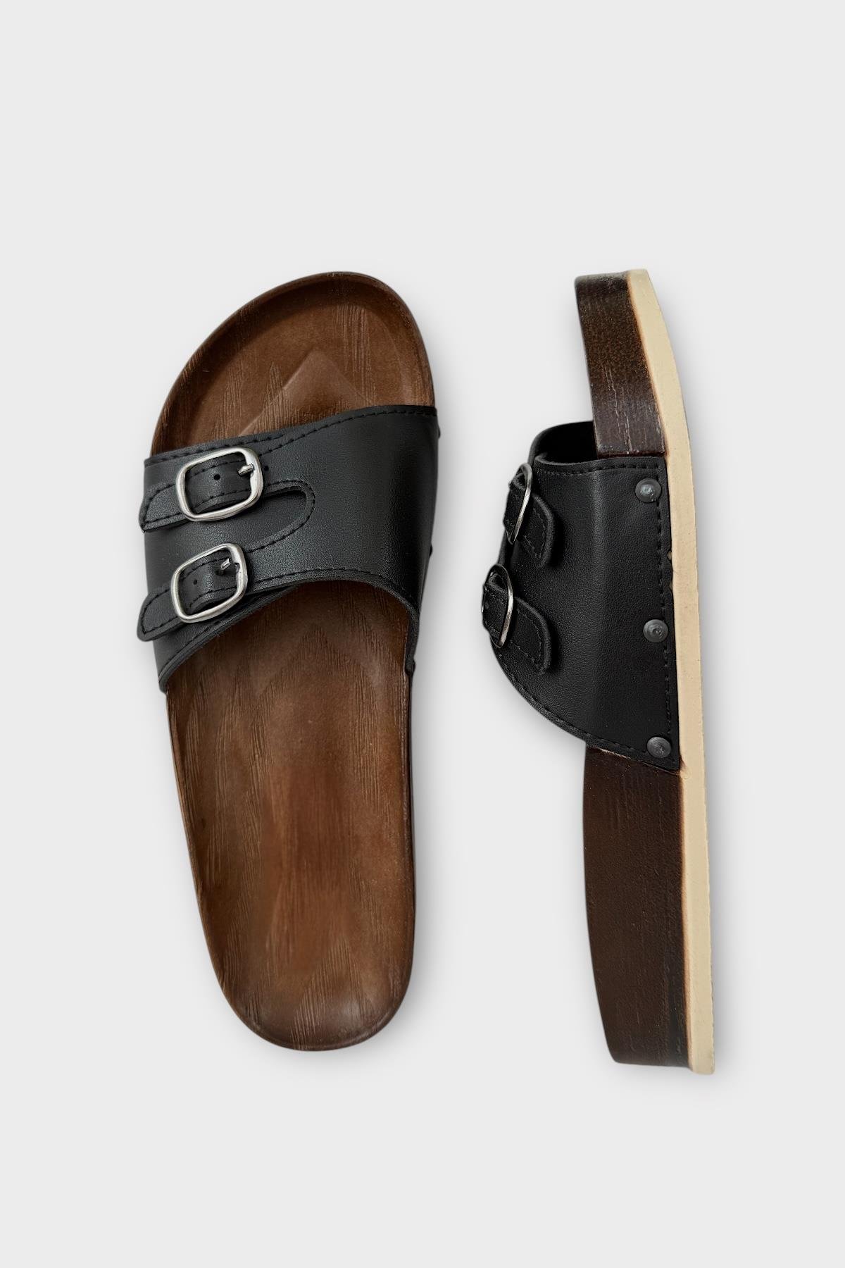 Kadın Günlük Terlik Ayarlanabilir Çift Bant Şık Ortopedik Yazlık Ev Plaj Tatil Terliği SİYAH - Görsel 7