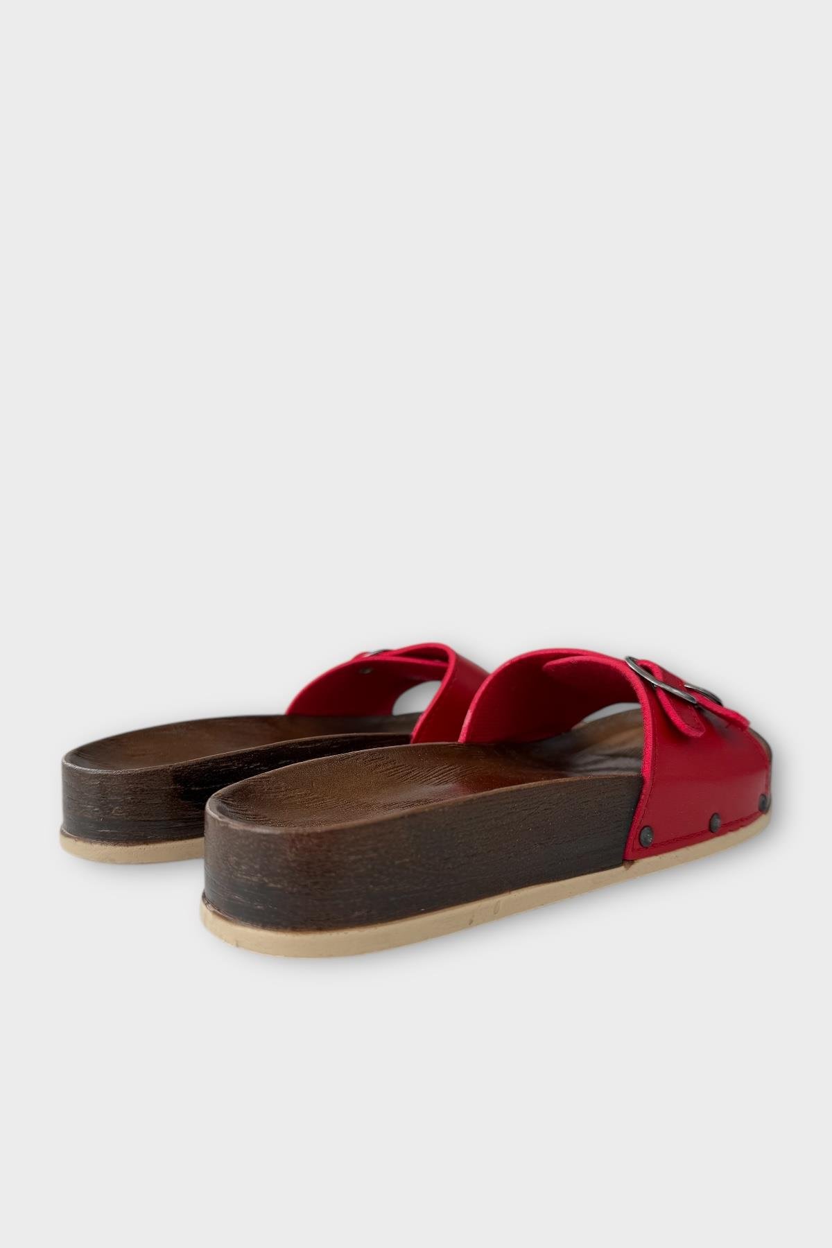 Kadın Günlük Terlik Ayarlanabilir Çift Bant Şık Ortopedik Yazlık Ev Plaj Tatil Terliği KIRMIZI - Görsel 6