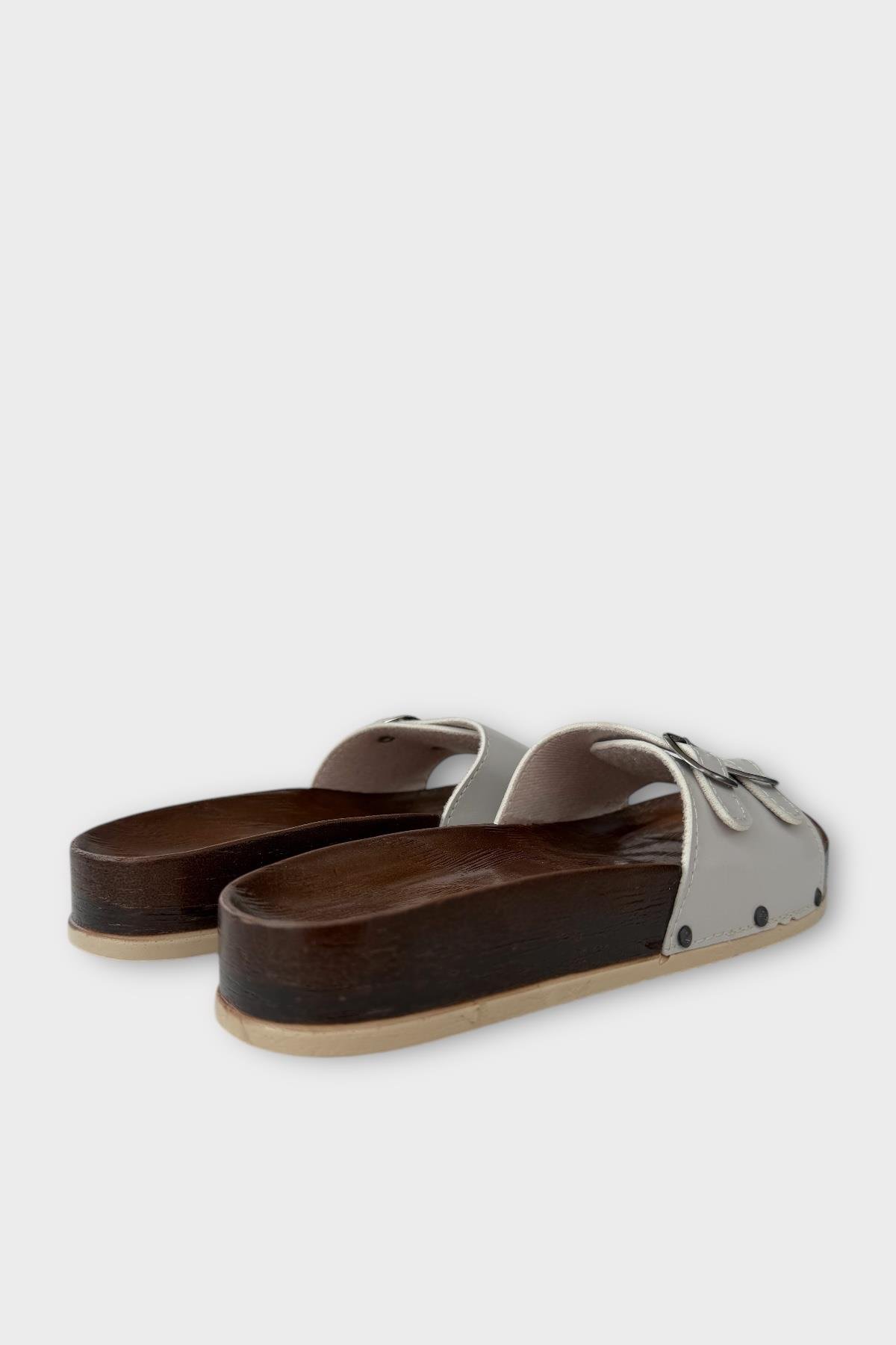 Kadın Günlük Terlik Ayarlanabilir Çift Bant Şık Ortopedik Yazlık Ev Plaj Tatil Terliği GRİ - Görsel 6