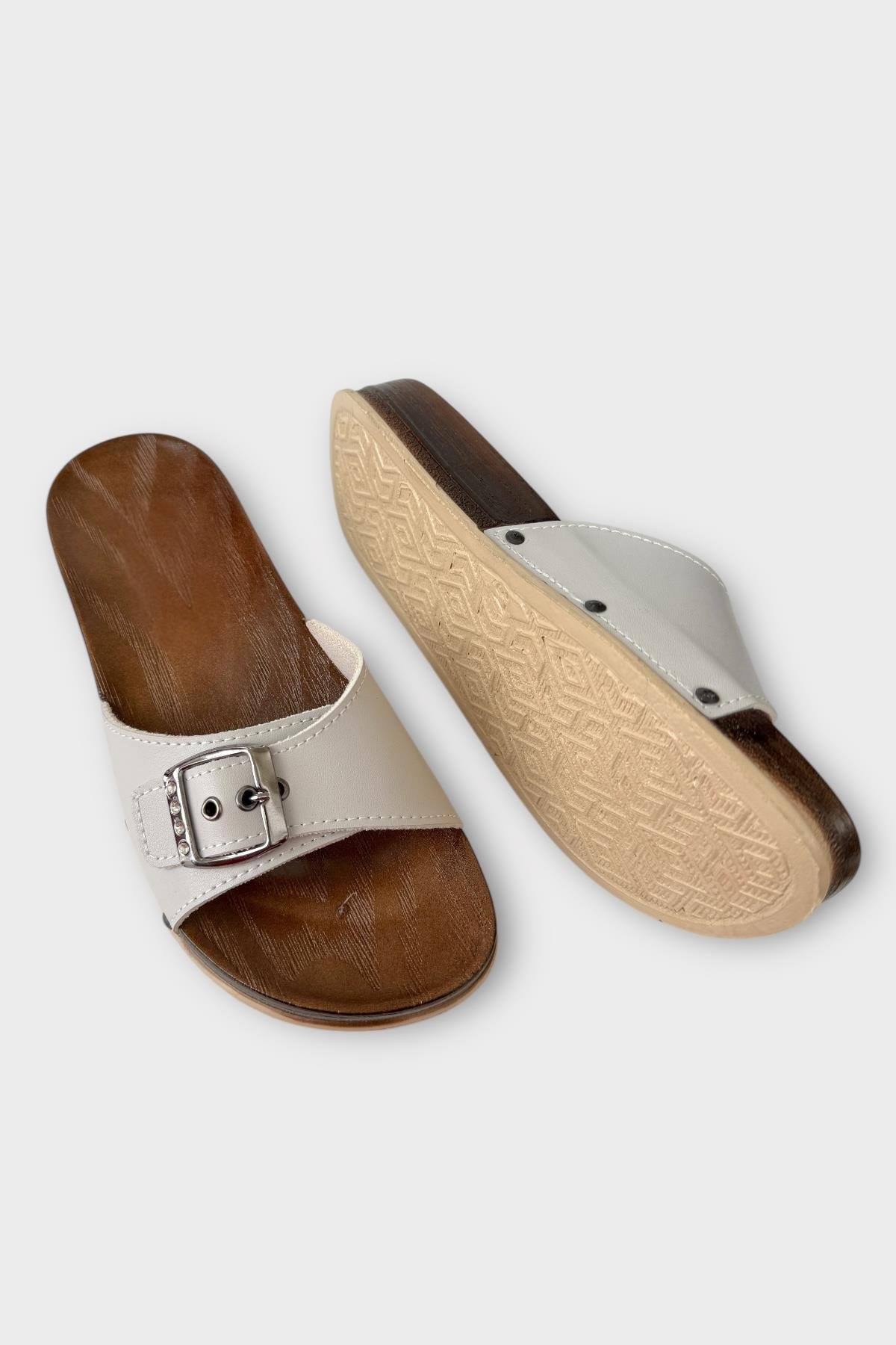 Kadın Günlük Terlik Ayarlanabilir Tek Bant Şık Ortopedik Yazlık Ev Plaj Tatil İş Terliği GRİ - Görsel 5