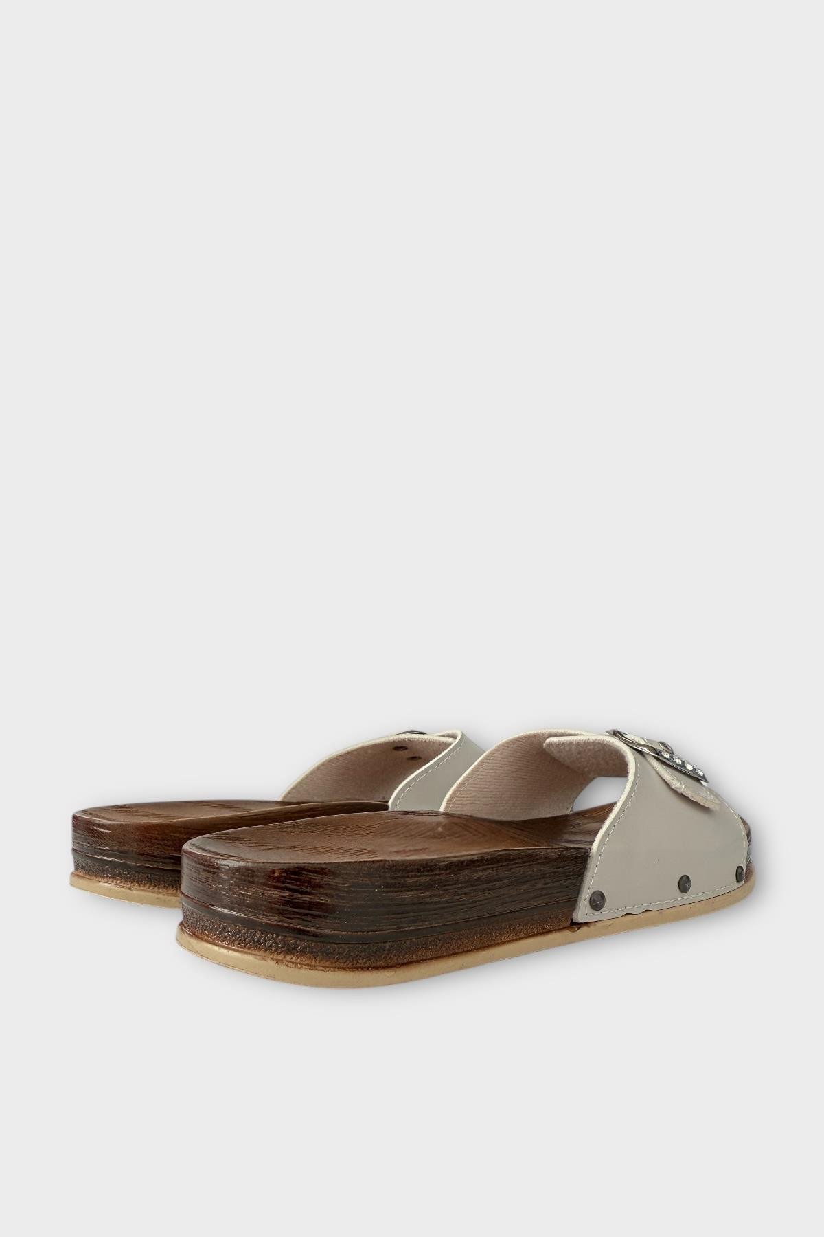 Kadın Günlük Terlik Ayarlanabilir Tek Bant Şık Ortopedik Yazlık Ev Plaj Tatil İş Terliği GRİ - Görsel 6