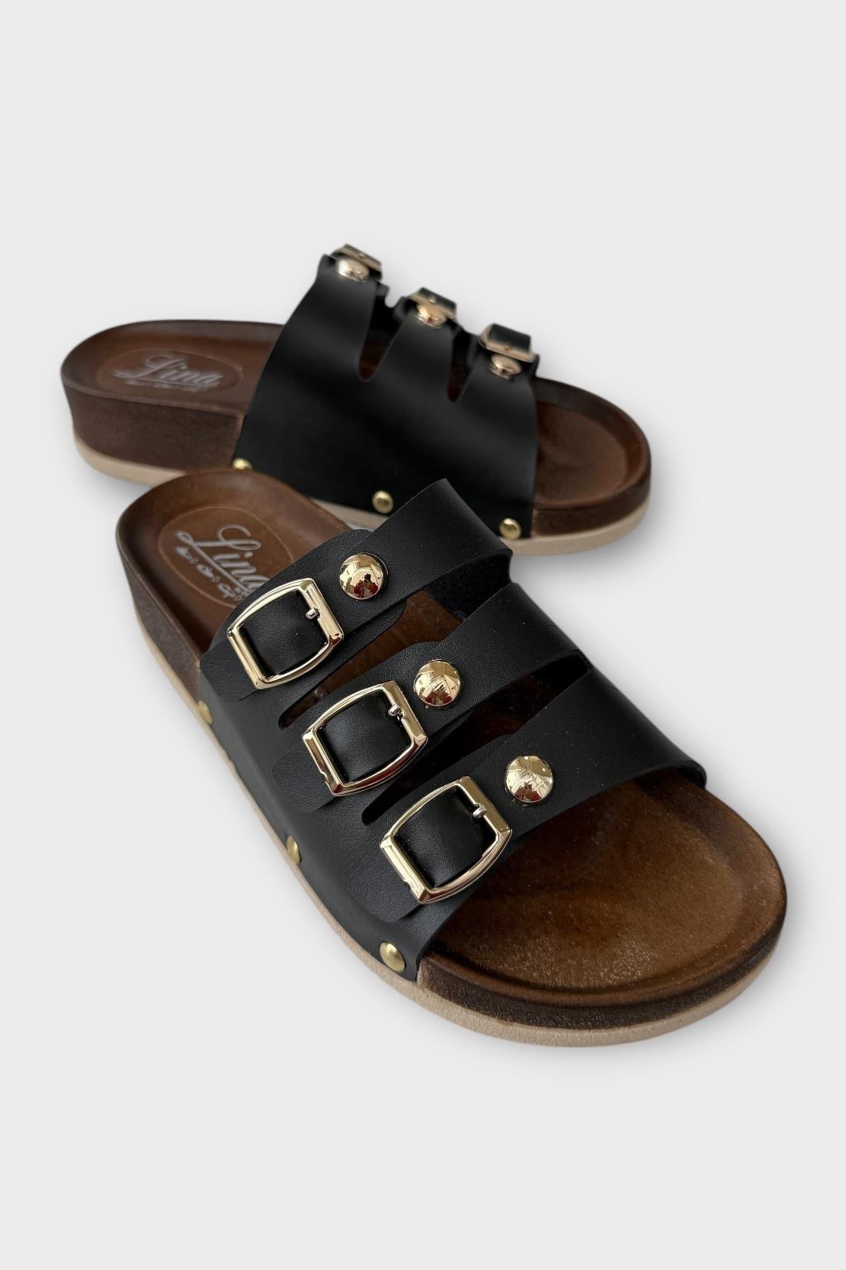 Kadın Günlük Terlik Tokalı Üç Bant Şık Ortopedik Yazlık Ev Plaj Tatil İş Terliği SİYAH - Görsel 3