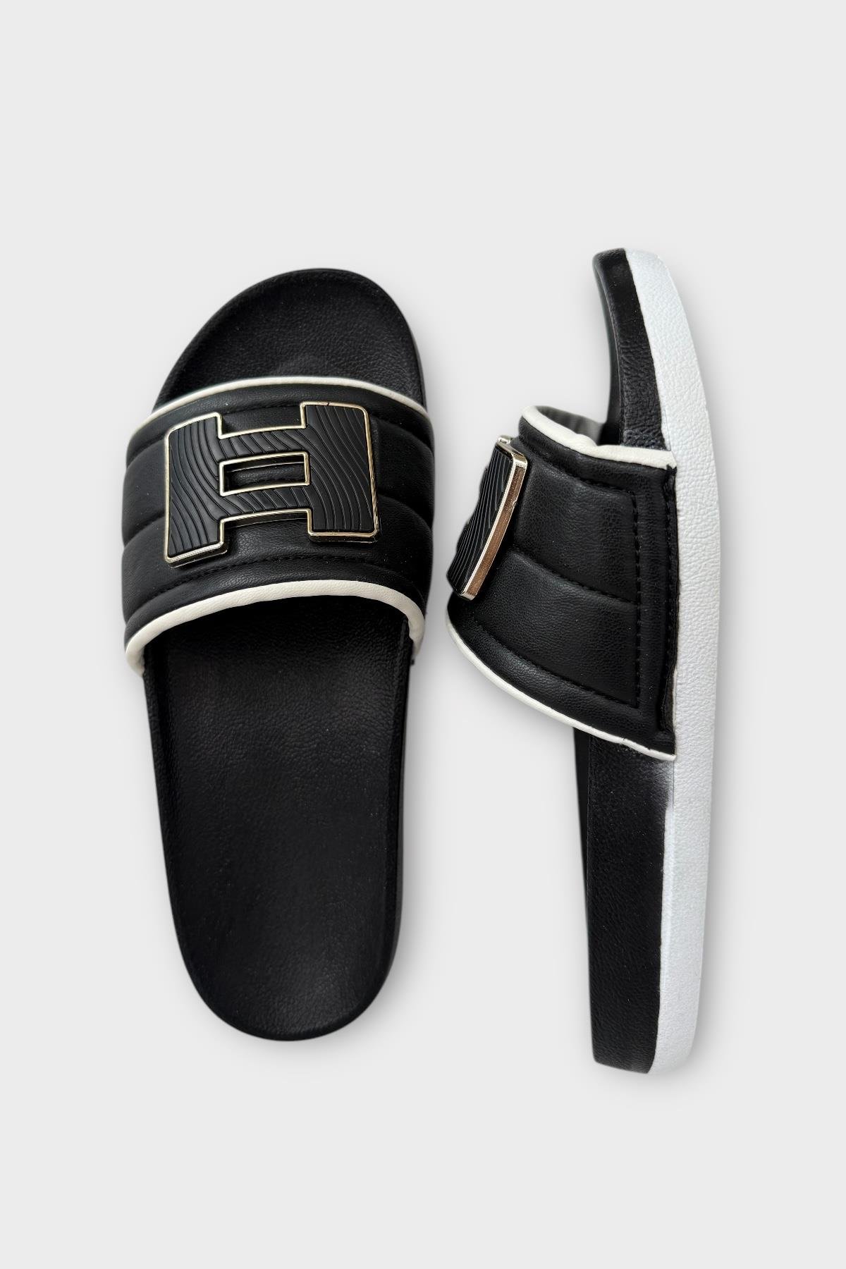 Kadın Günlük Terlik Tokalı Şık Yazlık Ev Plaj Tatil İş Terliği SİYAH - Görsel 7