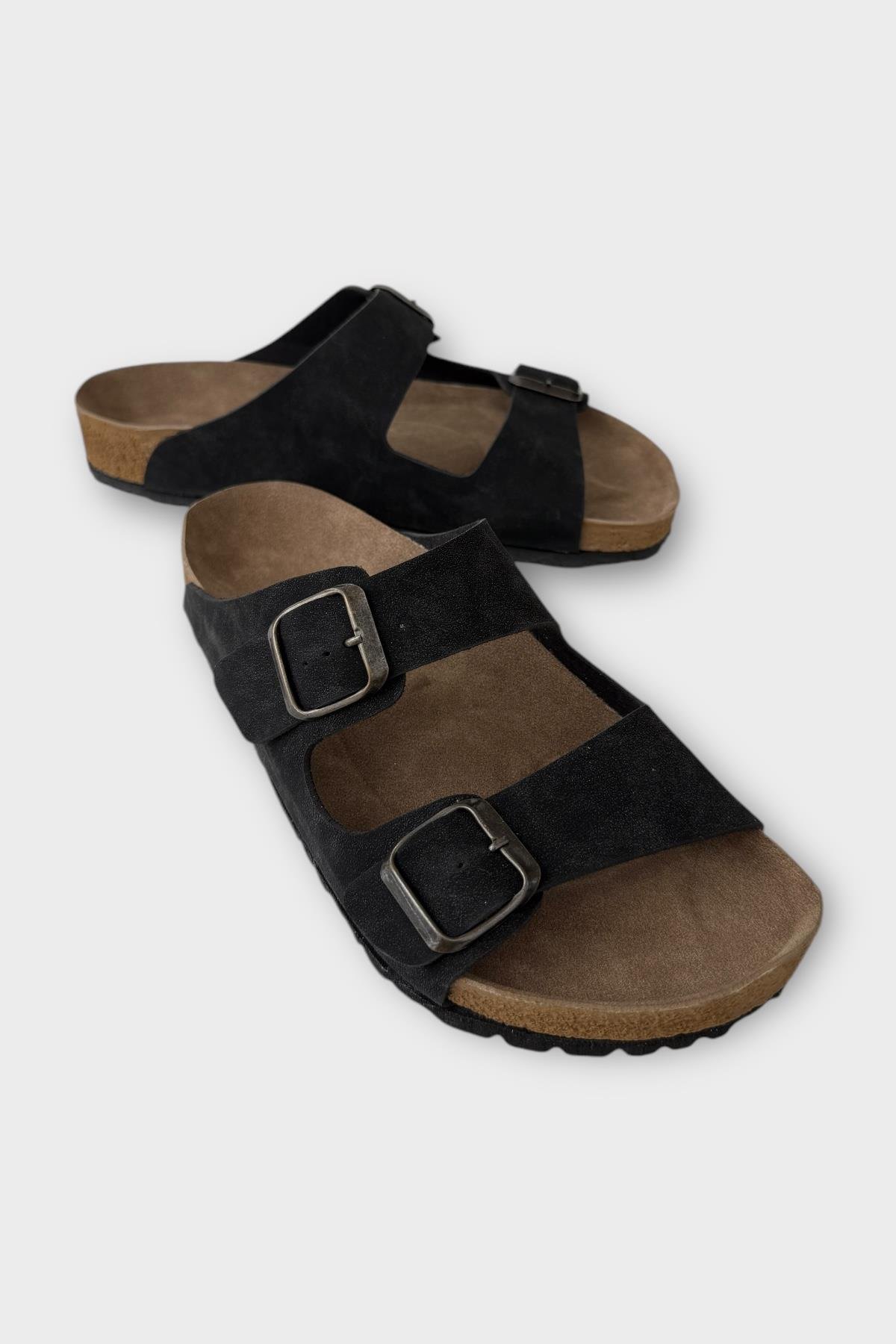 Unisex Çift Tokalı Ortopedik Terlik SİYAH - Görsel 3