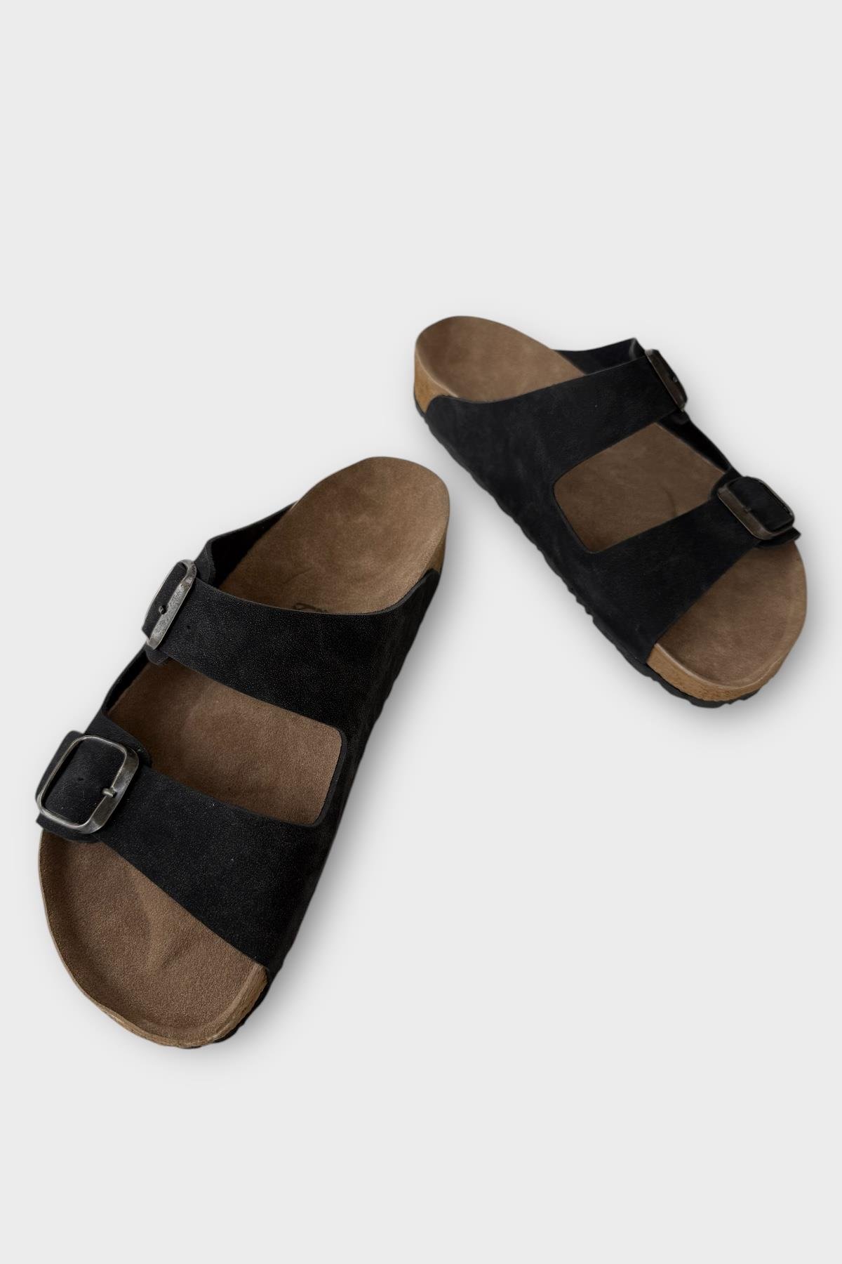 Unisex Çift Tokalı Ortopedik Terlik SİYAH - Görsel 4