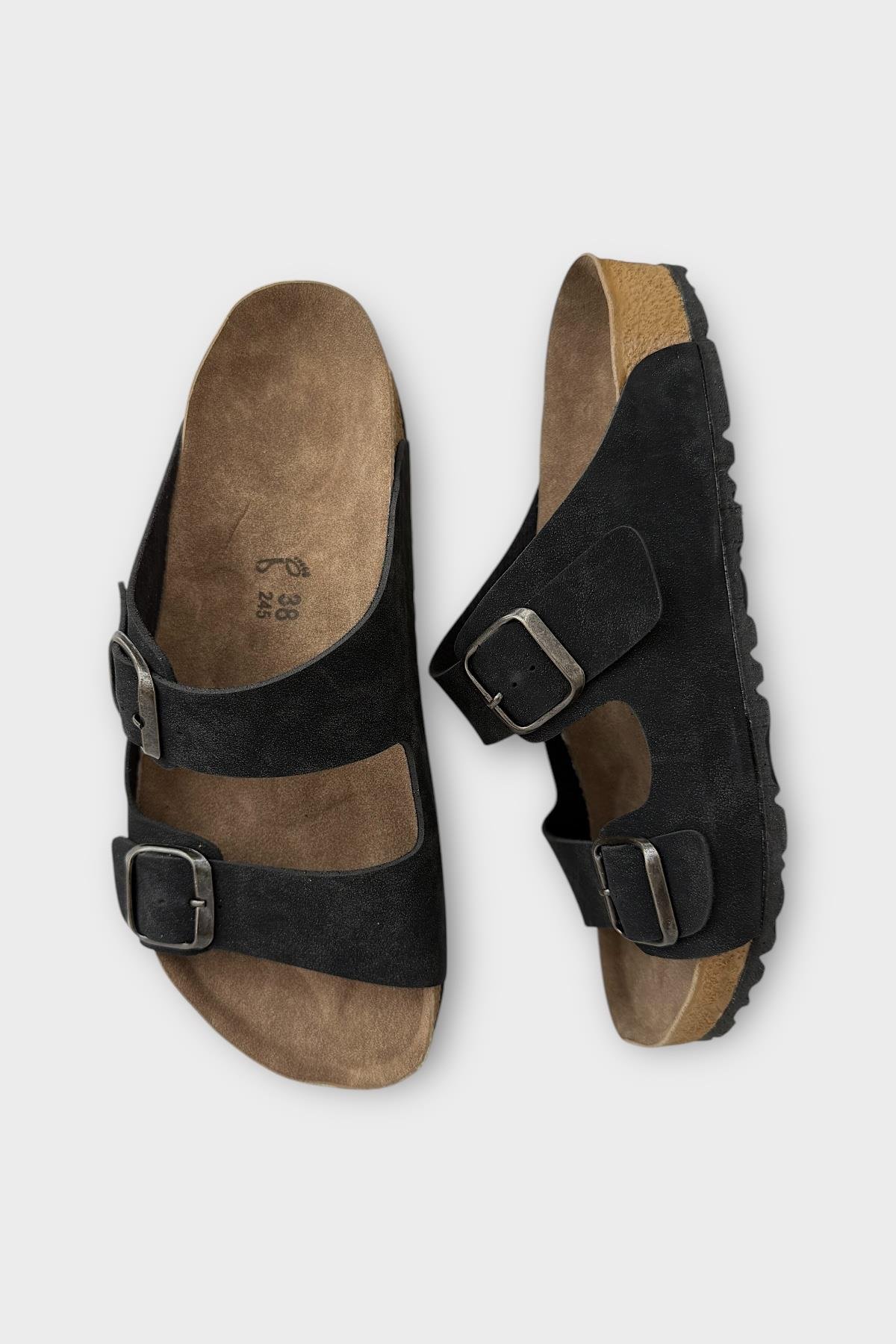 Unisex Çift Tokalı Ortopedik Terlik SİYAH - Görsel 7