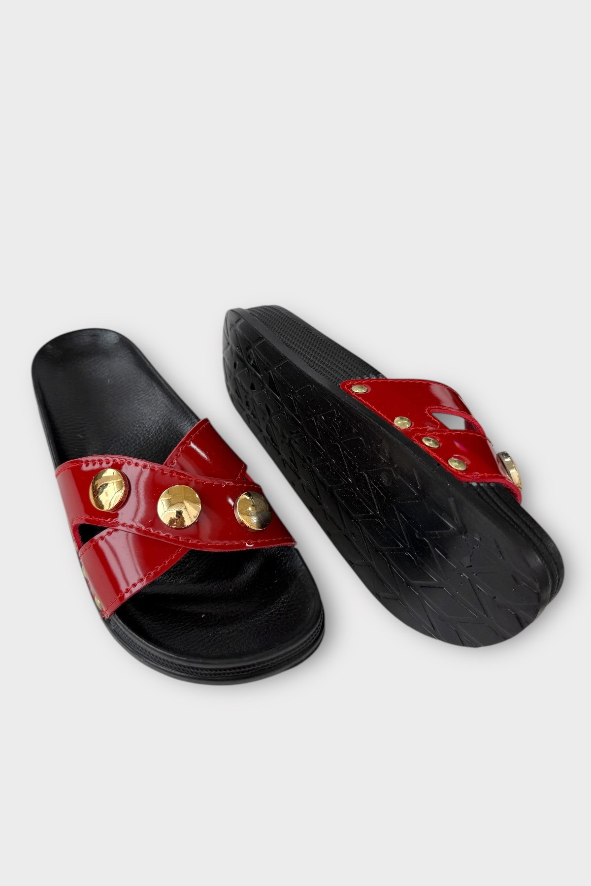 Kadın Günlük Terlik Çapraz Şık Ortopedik Yazlık Ev Plaj Tatil İş Terliği KIRMIZI - Görsel 5