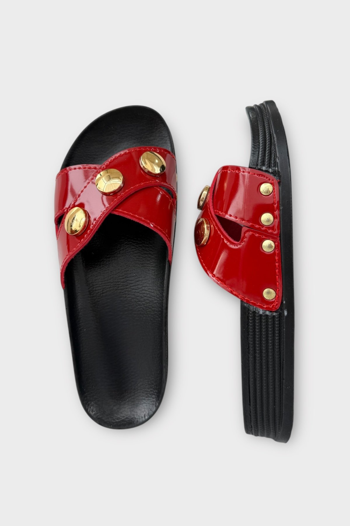 Kadın Günlük Terlik Çapraz Şık Ortopedik Yazlık Ev Plaj Tatil İş Terliği KIRMIZI - Görsel 7