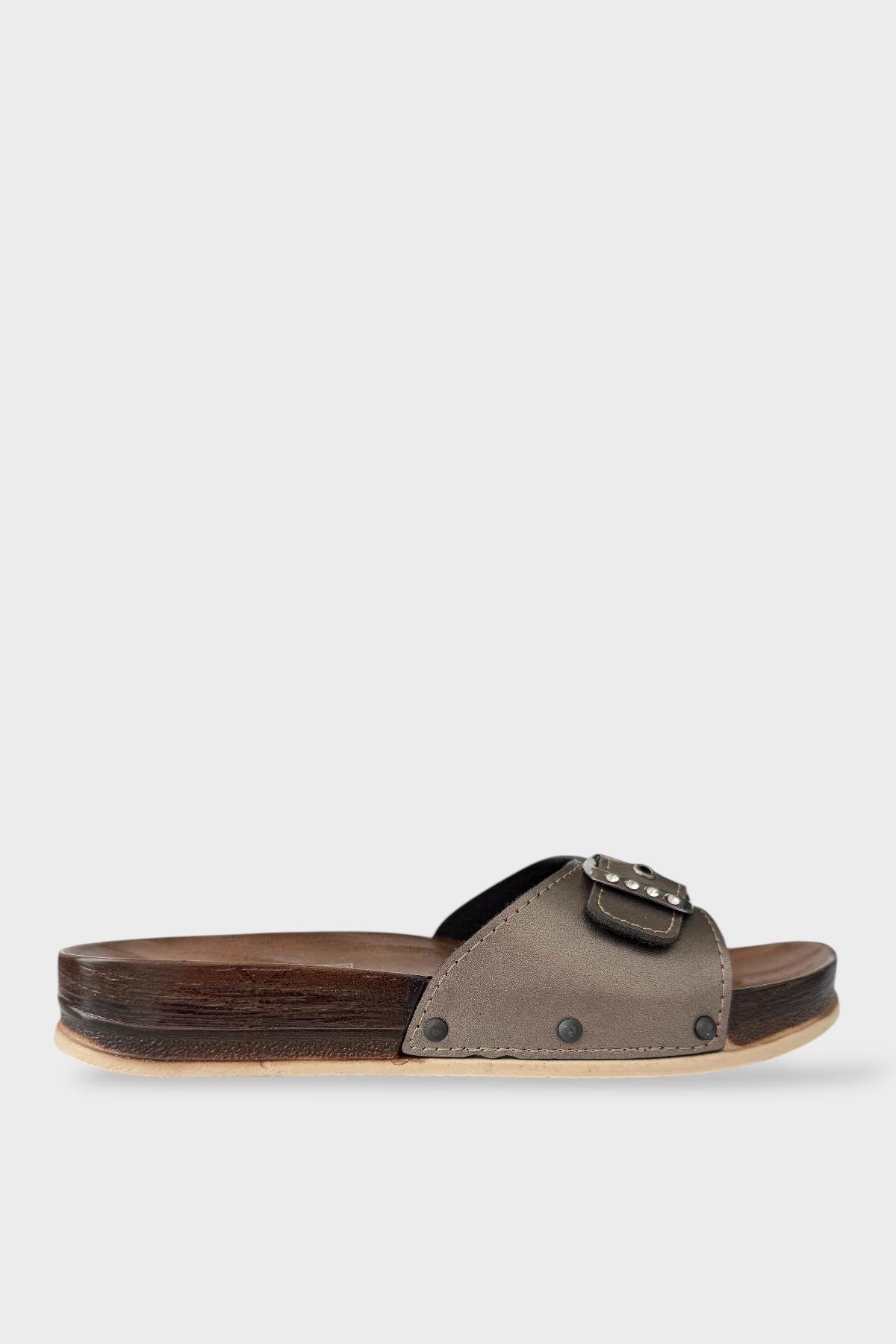 Kadın Günlük Terlik Ayarlanabilir Tek Bant Şık Ortopedik Yazlık Ev Plaj Tatil İş Terliği PLATİN - Görsel 2