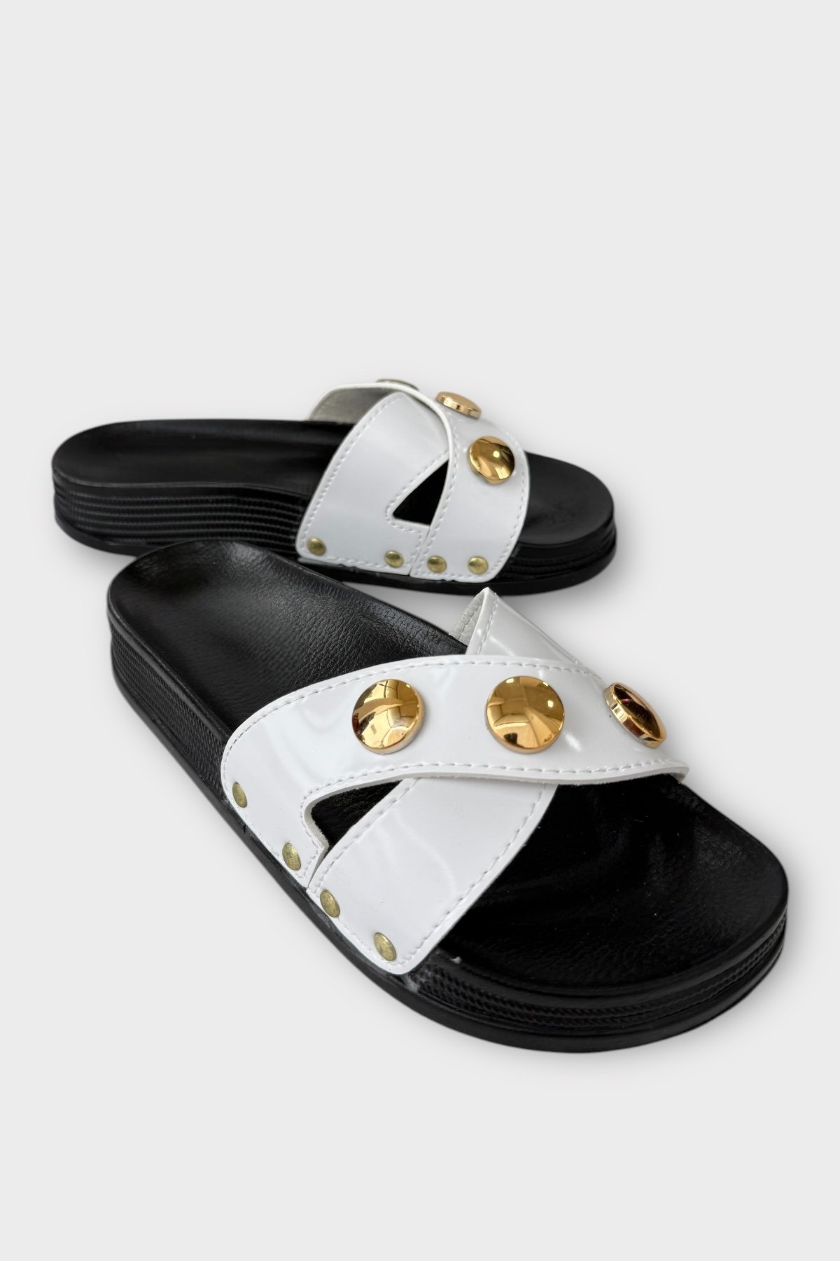 Kadın Günlük Terlik Çapraz Şık Ortopedik Yazlık Ev Plaj Tatil İş Terliği BEYAZ - Görsel 3