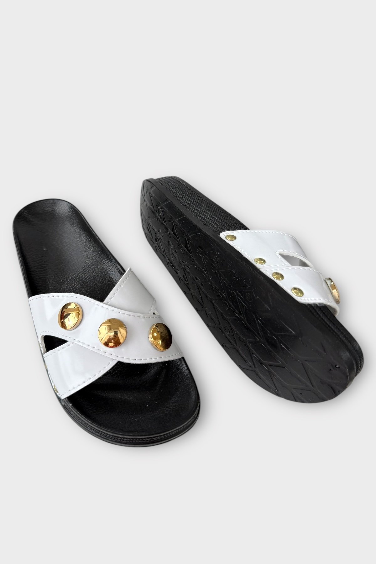 Kadın Günlük Terlik Çapraz Şık Ortopedik Yazlık Ev Plaj Tatil İş Terliği BEYAZ - Görsel 5