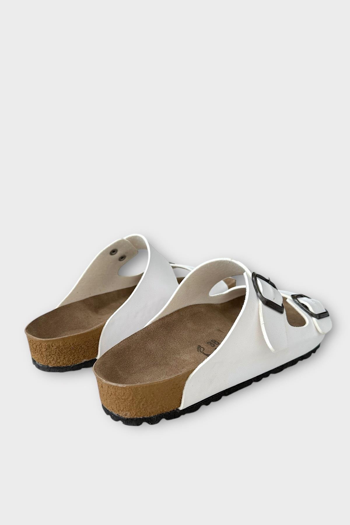 Unisex Çift Tokalı Ortopedik Terlik BEYAZ - Görsel 6