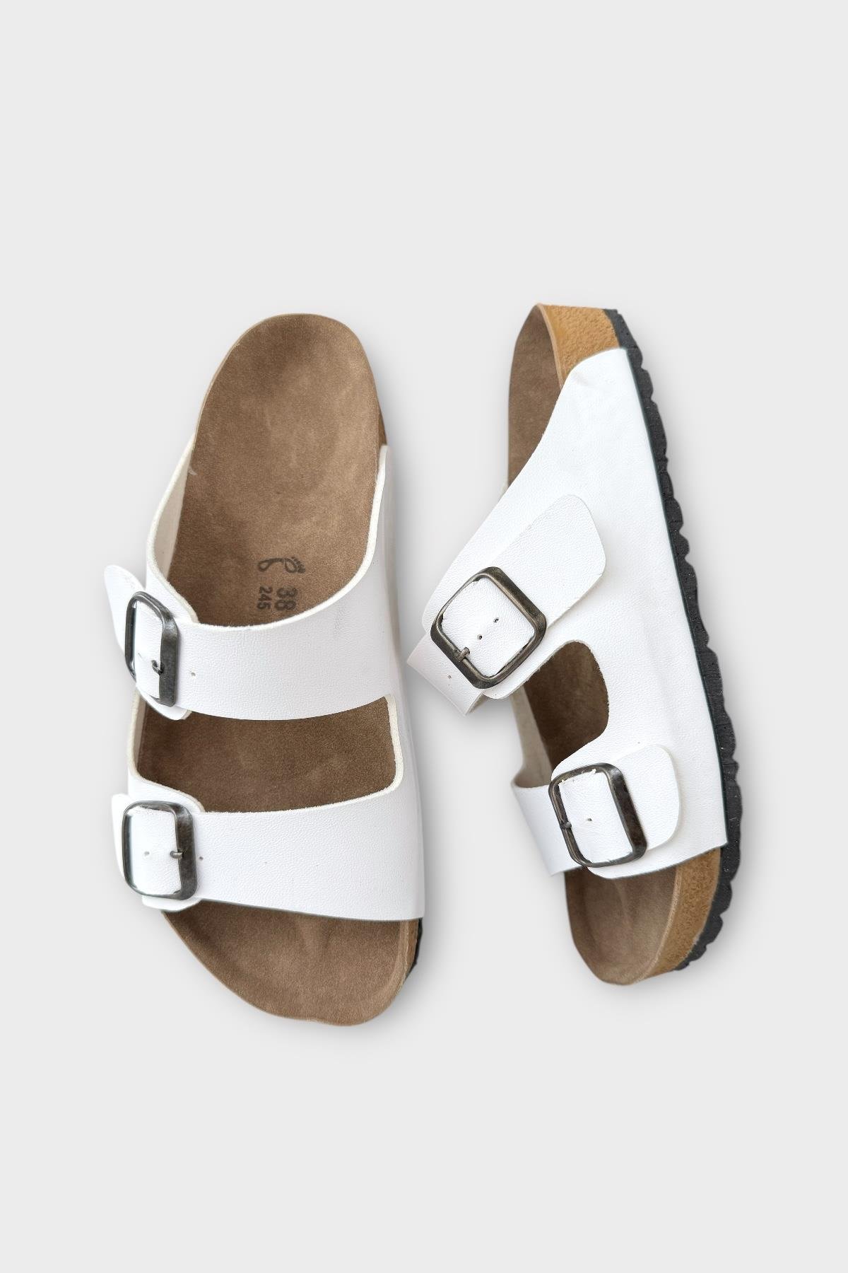 Unisex Çift Tokalı Ortopedik Terlik BEYAZ - Görsel 7