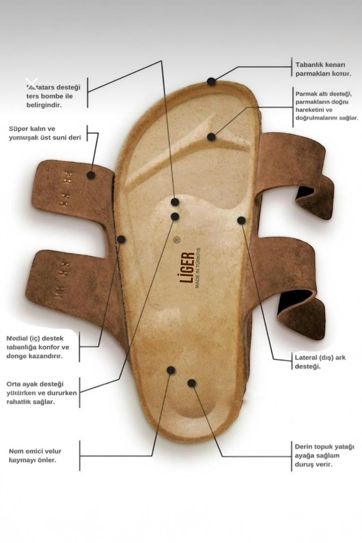 Unisex Çift Tokalı Ortopedik Terlik BEYAZ - Görsel 8