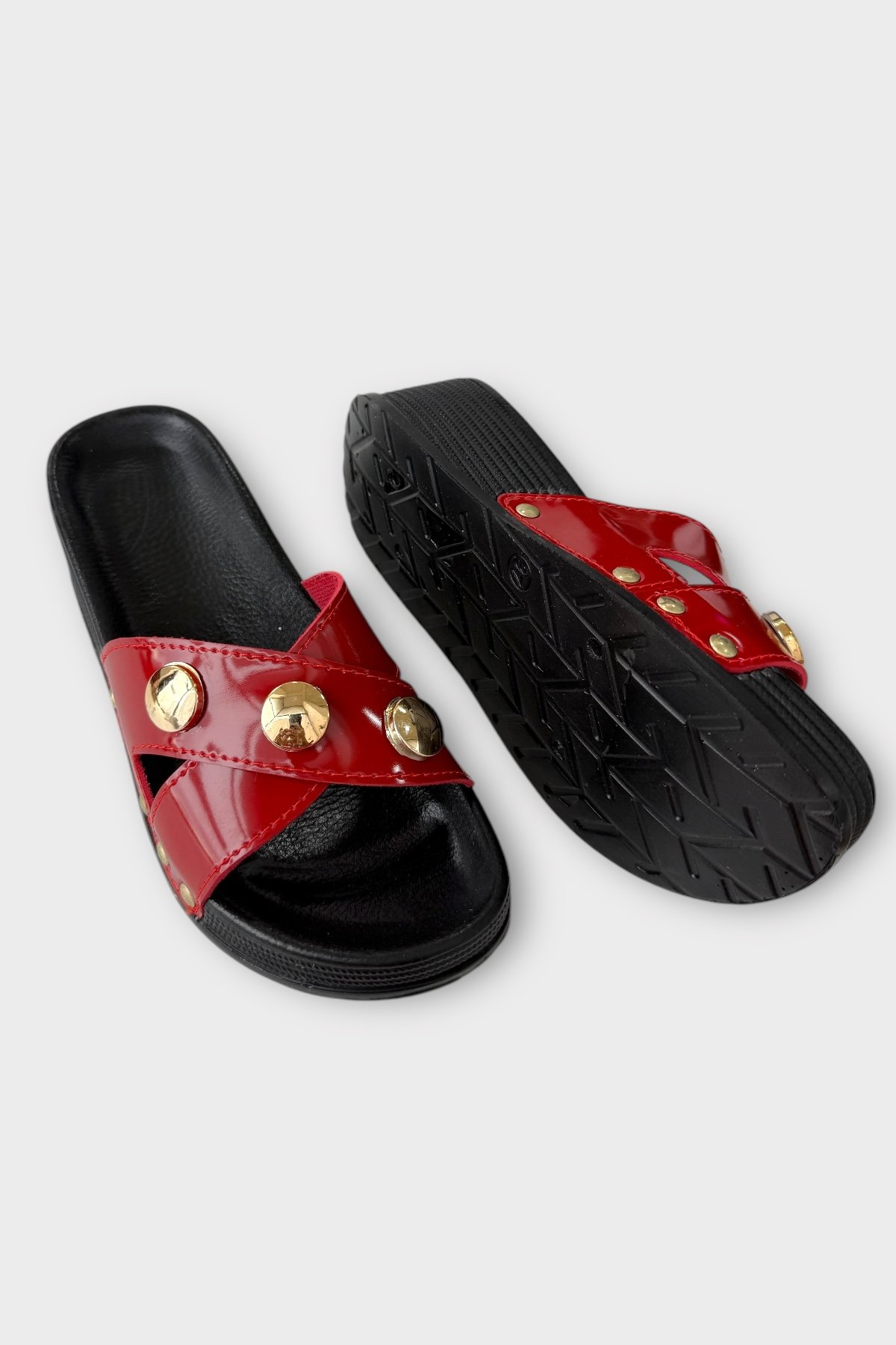 Kadın Günlük Terlik Şık Ortopedik Yazlık Ev Plaj Tatil İş Terliği KIRMIZI - Görsel 5