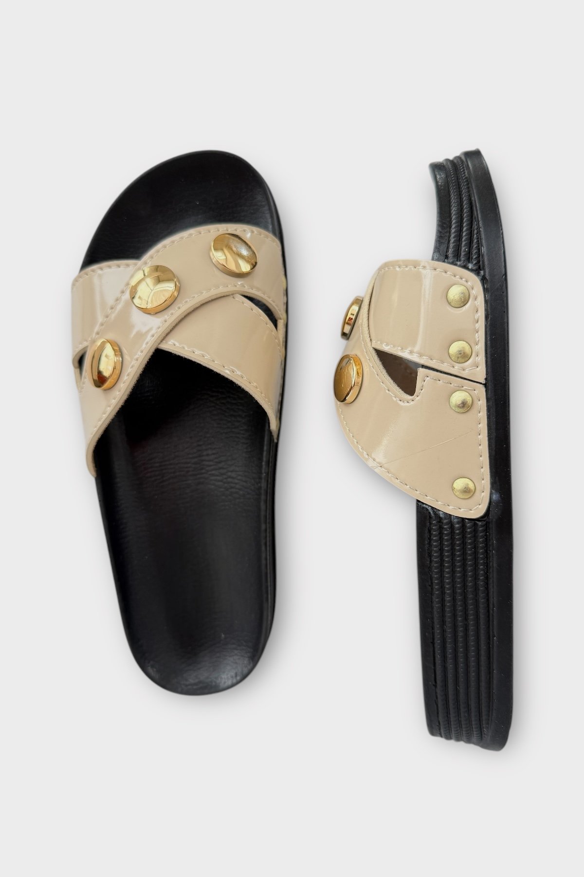 Kadın Günlük Terlik Çapraz Şık Ortopedik Yazlık Ev Plaj Tatil İş Terliği BEJ - Görsel 7