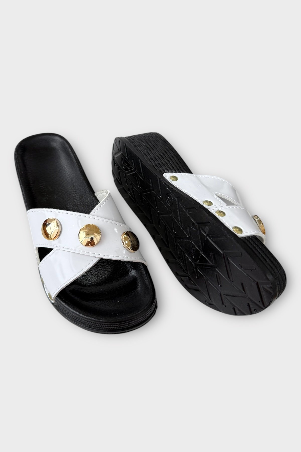 Kadın Günlük Terlik Şık Ortopedik Yazlık Ev Plaj Tatil İş Terliği BEYAZ - Görsel 5