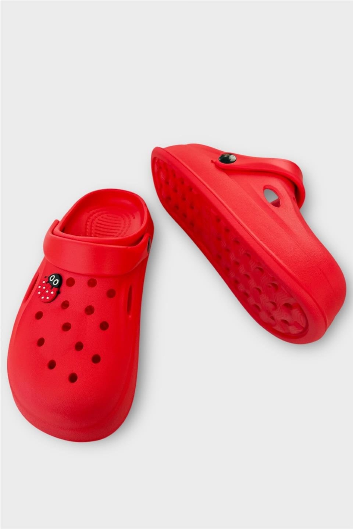 Kadın Comfort Uğur Böceği Tokalı Medikal Hemşire Sabo Terlik KIRMIZI - Görsel 4