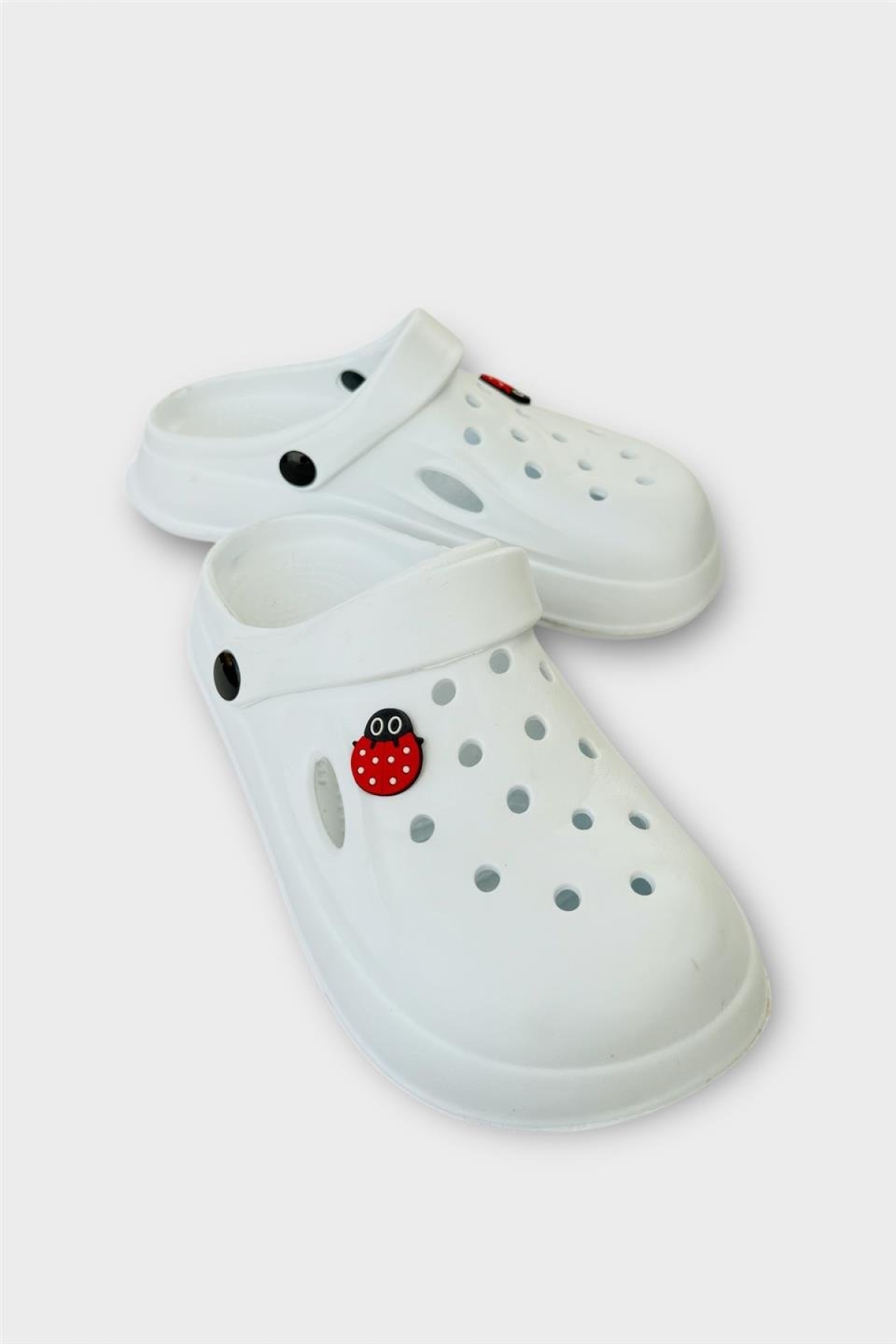Kadın Comfort Uğur Böceği Tokalı Medikal Hemşire Sabo Terlik BEYAZ - Görsel 3