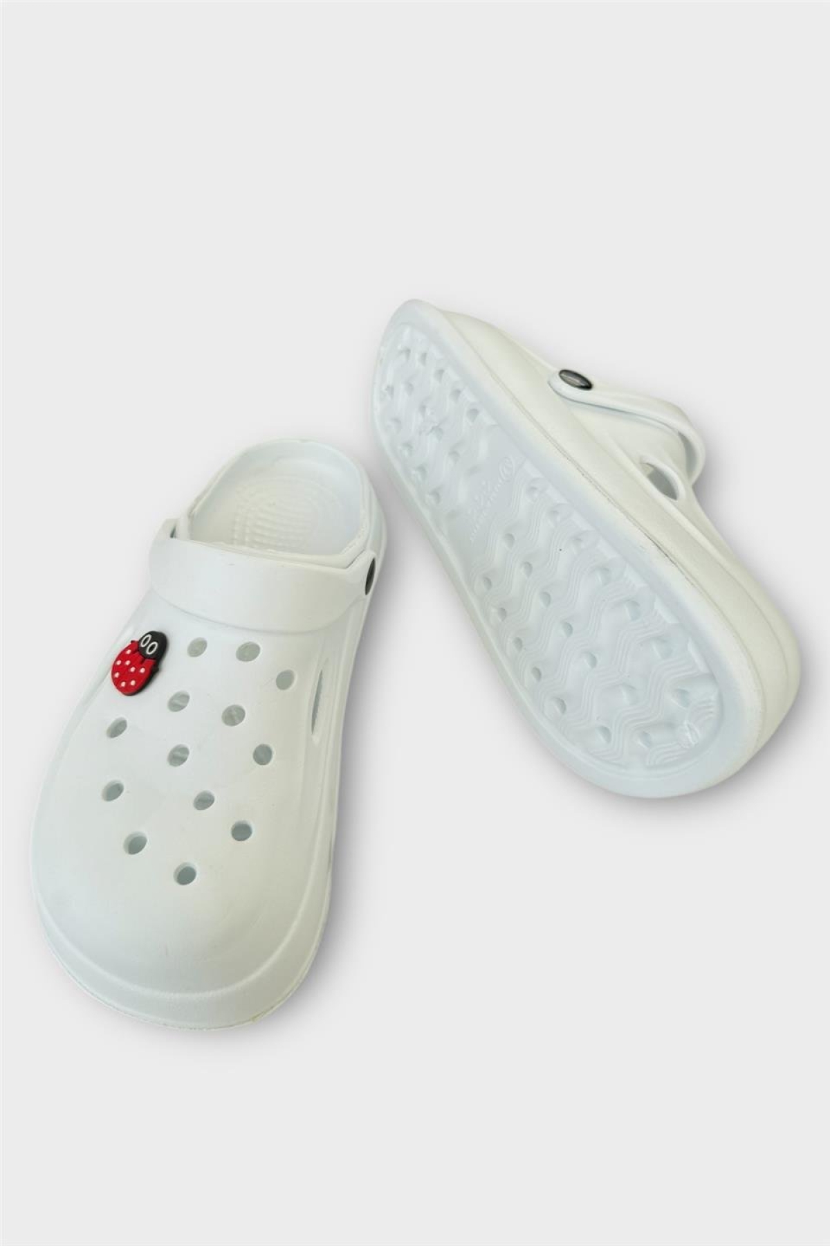 Kadın Comfort Uğur Böceği Tokalı Medikal Hemşire Sabo Terlik BEYAZ - Görsel 4