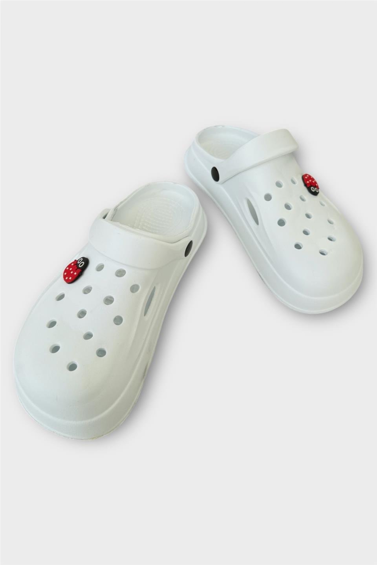 Kadın Comfort Uğur Böceği Tokalı Medikal Hemşire Sabo Terlik BEYAZ - Görsel 5
