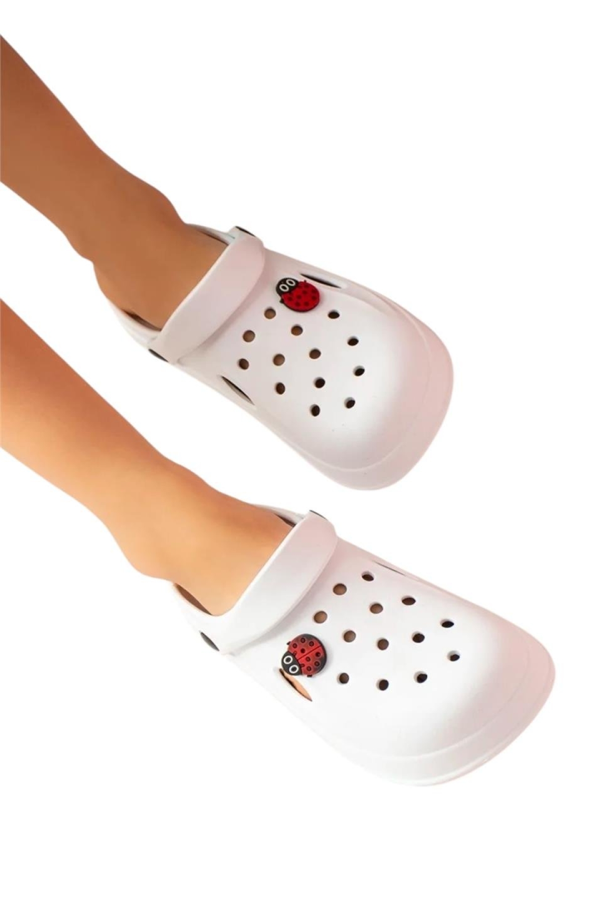 Kadın Comfort Uğur Böceği Tokalı Medikal Hemşire Sabo Terlik BEYAZ - Görsel 8