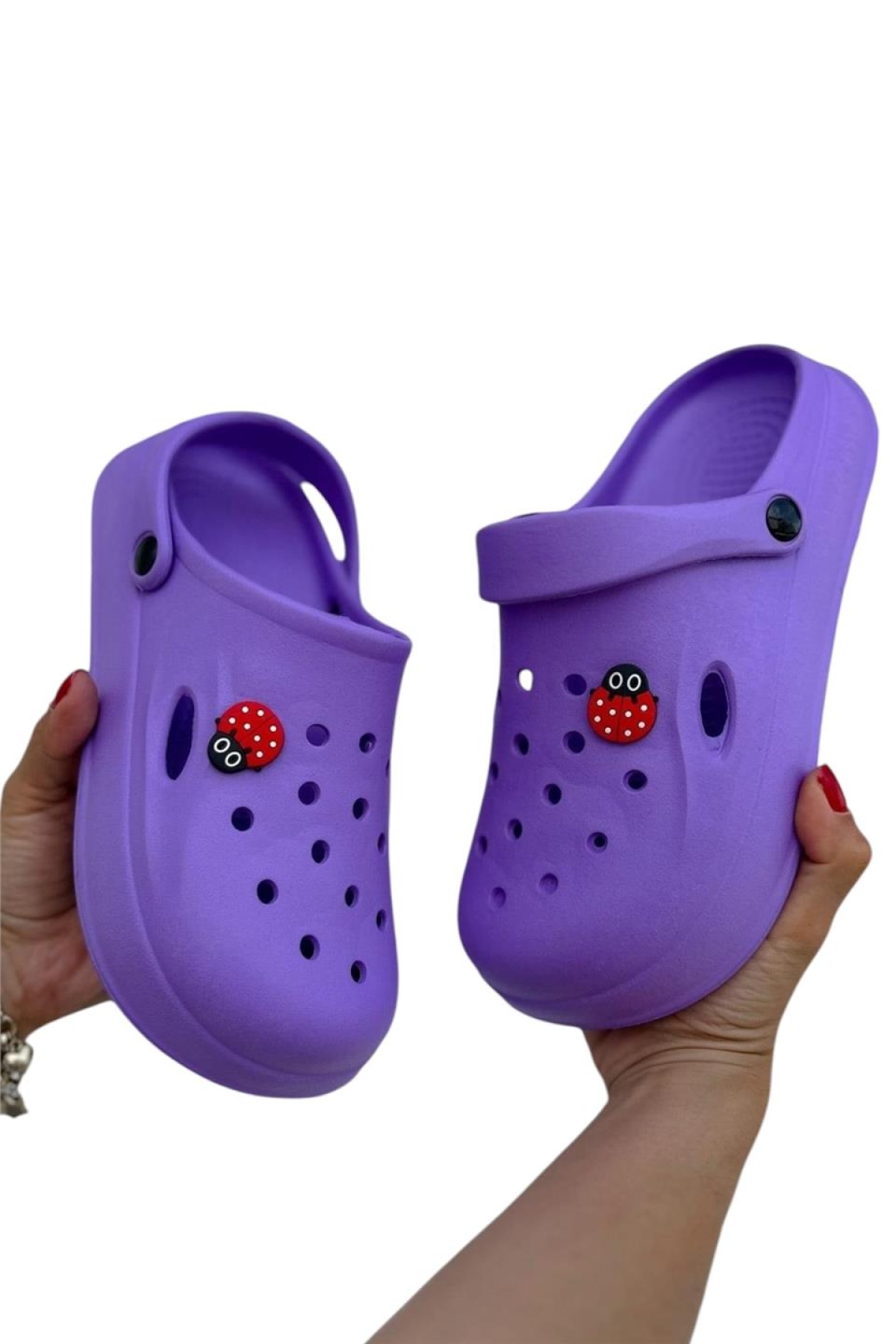 Kadın Comfort Uğur Böceği Tokalı Medikal Hemşire Sabo Terlik MOR - Görsel 7