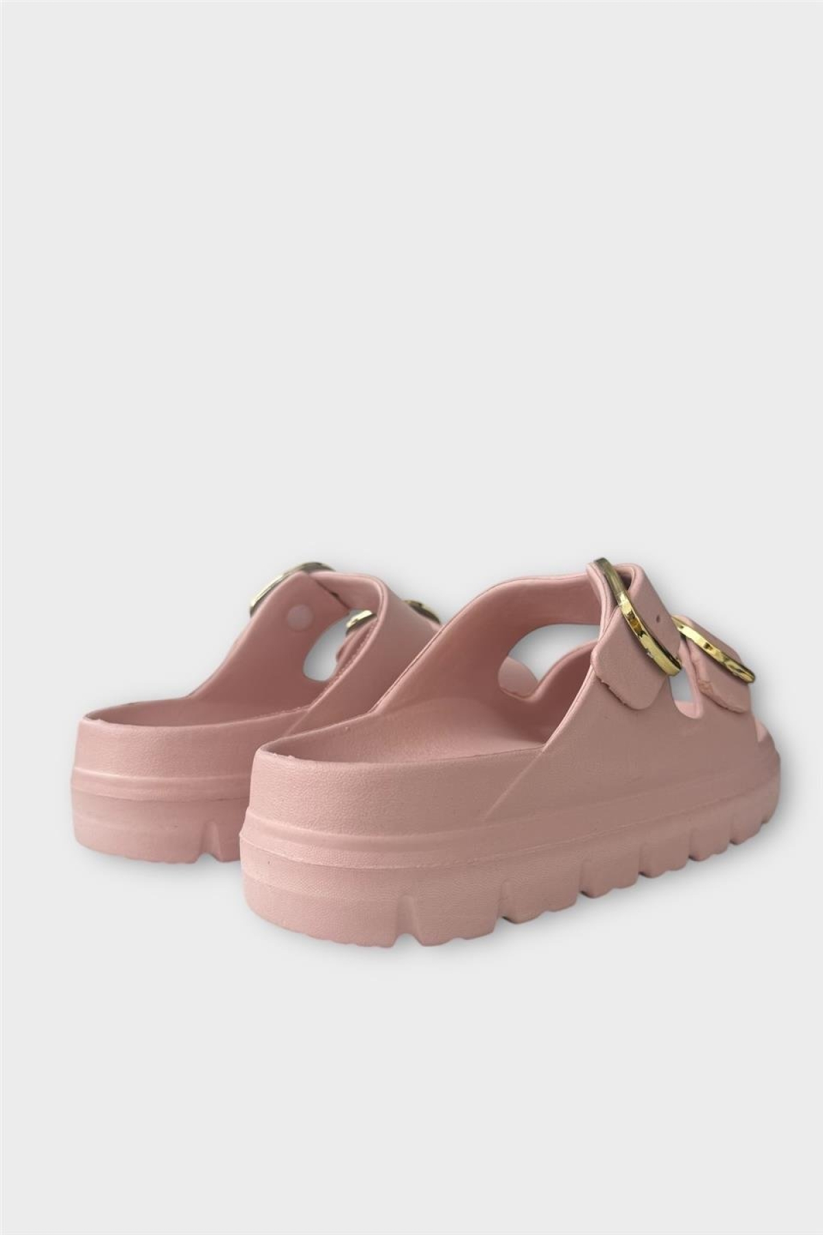 Yüksek Taban Tokalı Şık Kadın Terlik PUDRA - Görsel 6