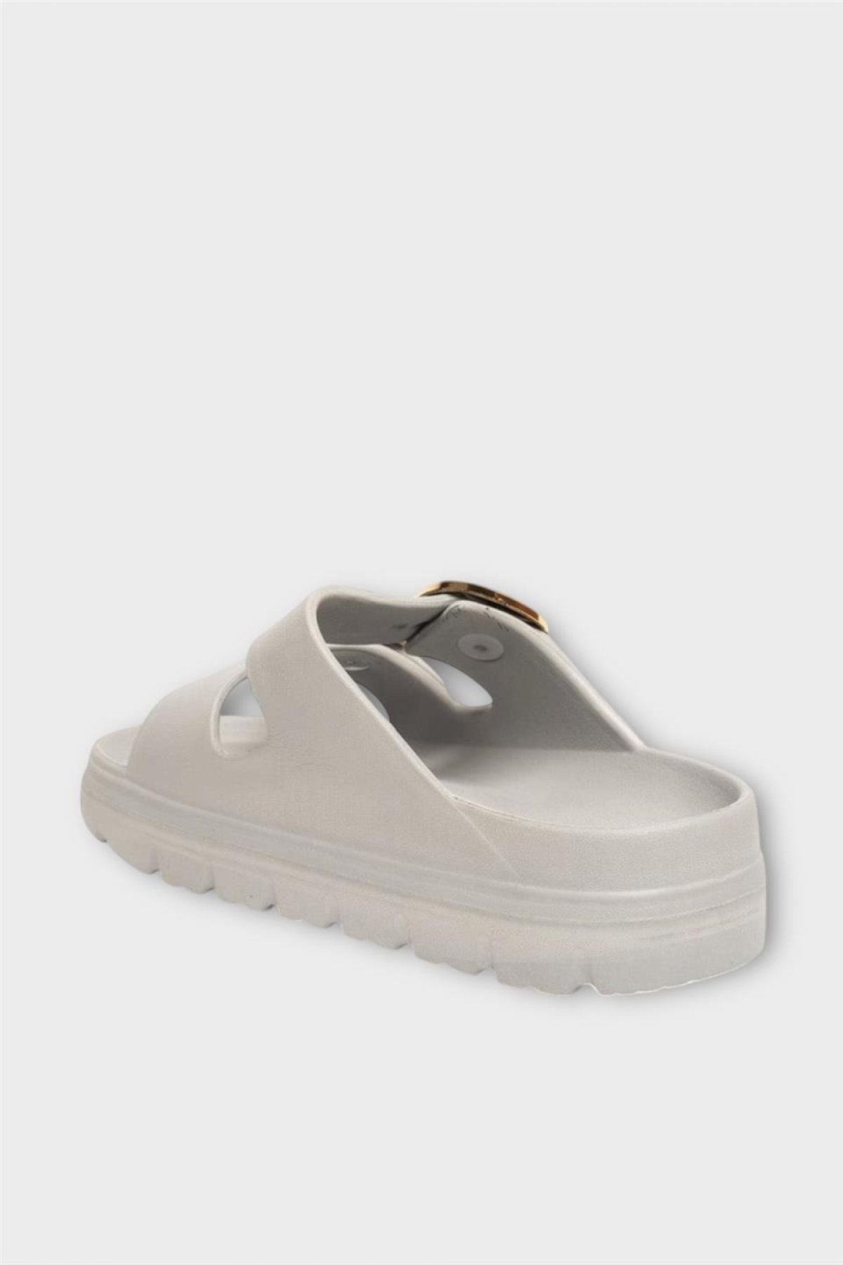 Yüksek Taban Tokalı Şık Kadın Terlik GRİ - Görsel 5