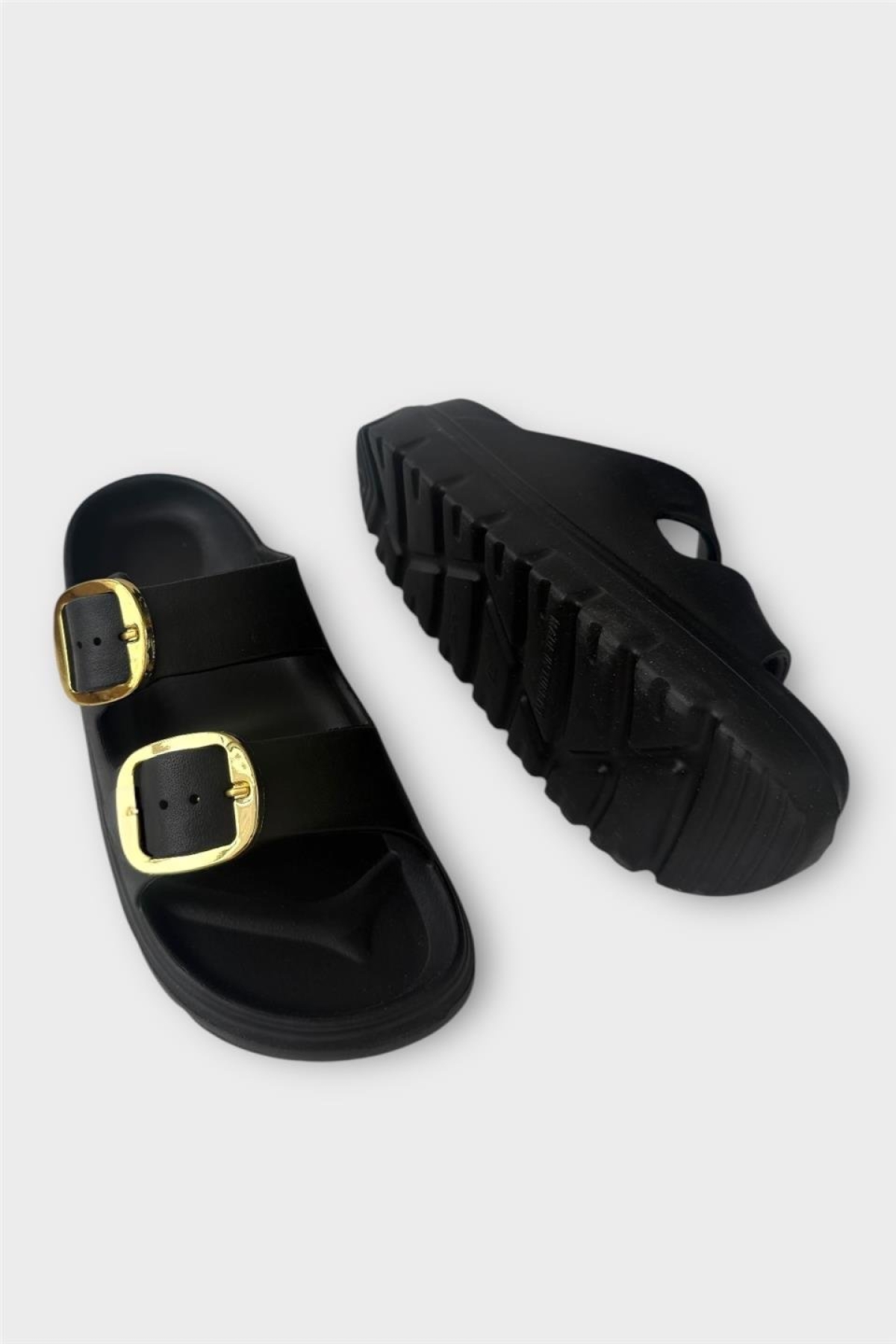 Yüksek Taban Tokalı Şık Kadın Terlik SİYAH - Görsel 5