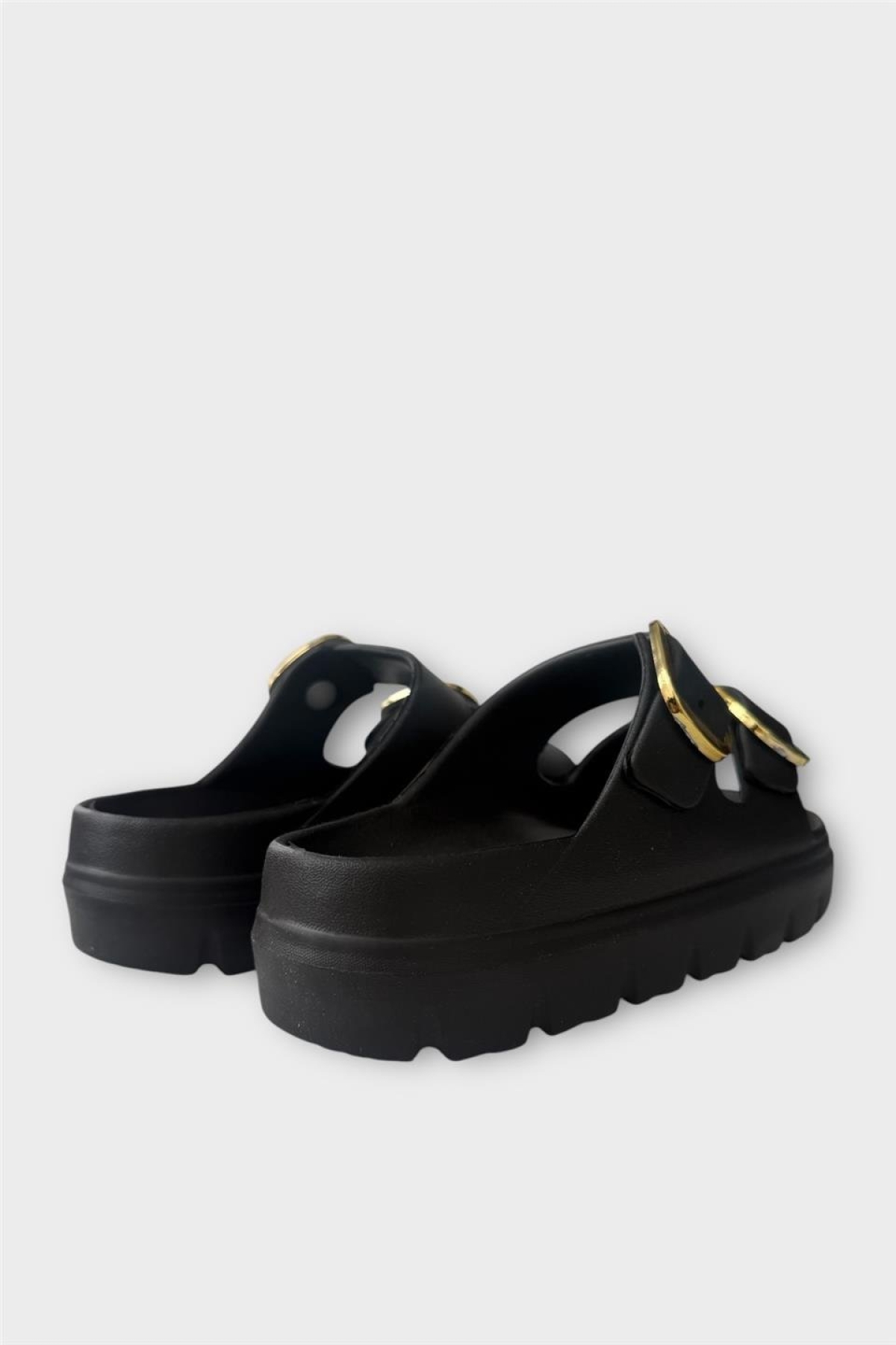 Yüksek Taban Tokalı Şık Kadın Terlik SİYAH - Görsel 6