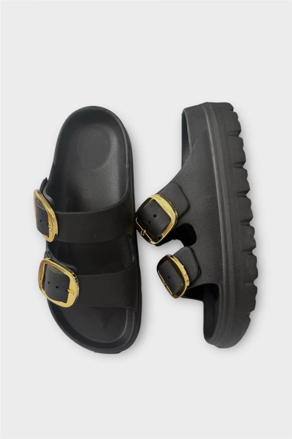 Yüksek Taban Tokalı Şık Kadın Terlik SİYAH - Görsel 7