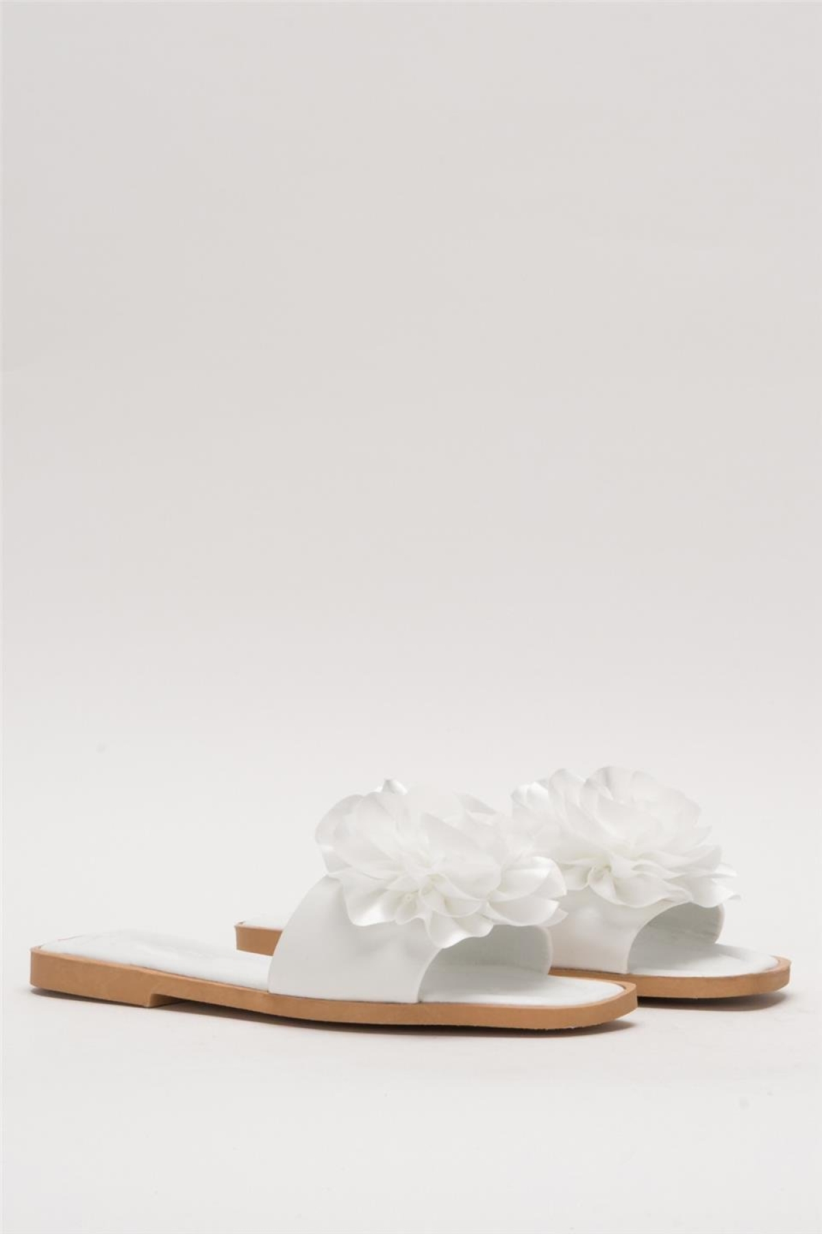 Kadın Gül Çicekli Hediyelik Bohçalık Çeyizlik Terlik BEYAZ - Görsel 4