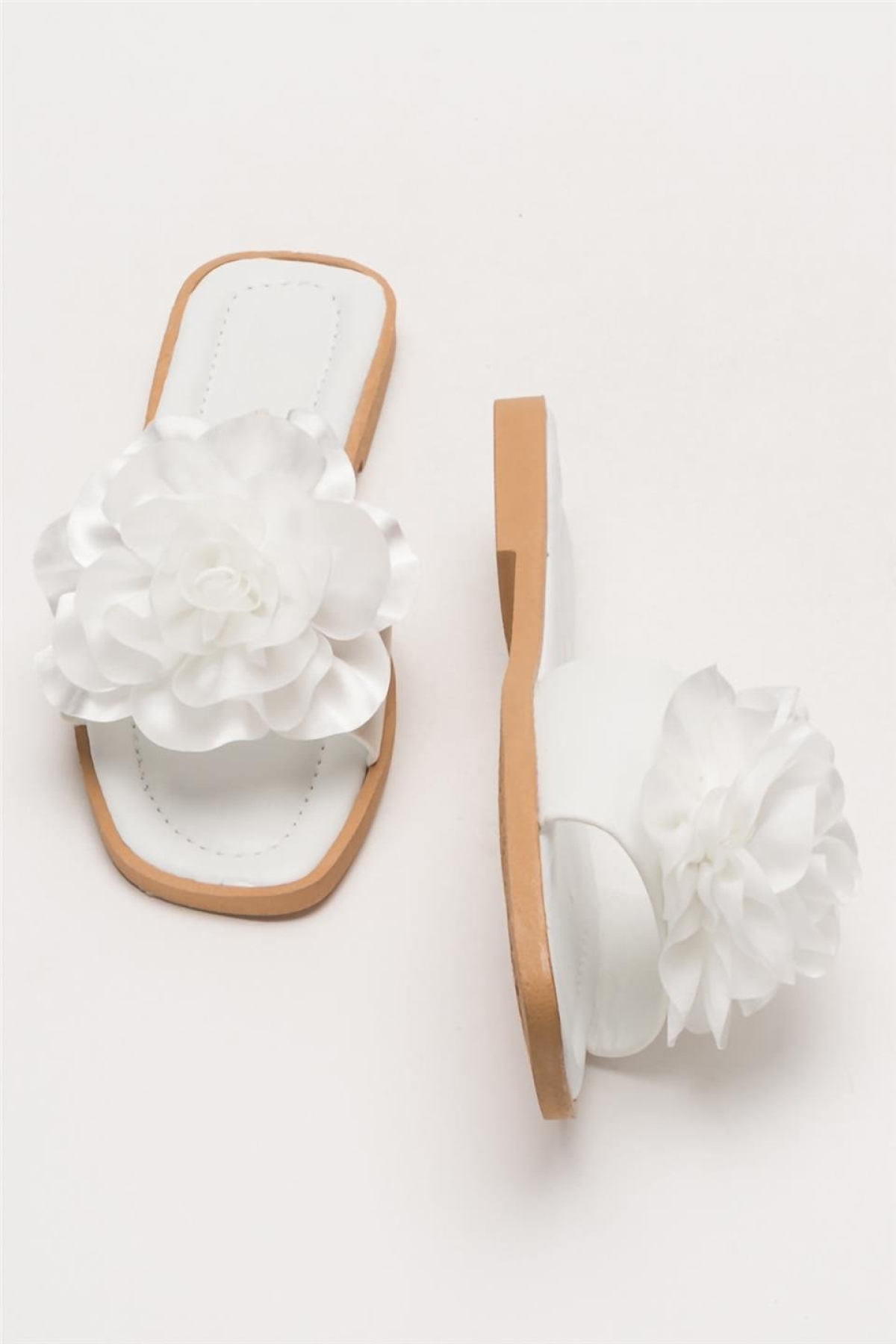 Kadın Gül Çicekli Hediyelik Bohçalık Çeyizlik Terlik BEYAZ - Görsel 8