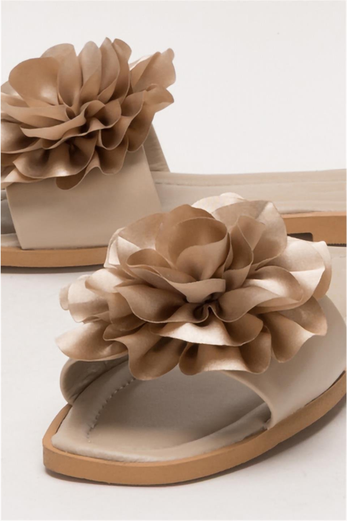 Kadın Gül Çicekli Hediyelik Bohçalık Çeyizlik Terlik BEJ - Görsel 6