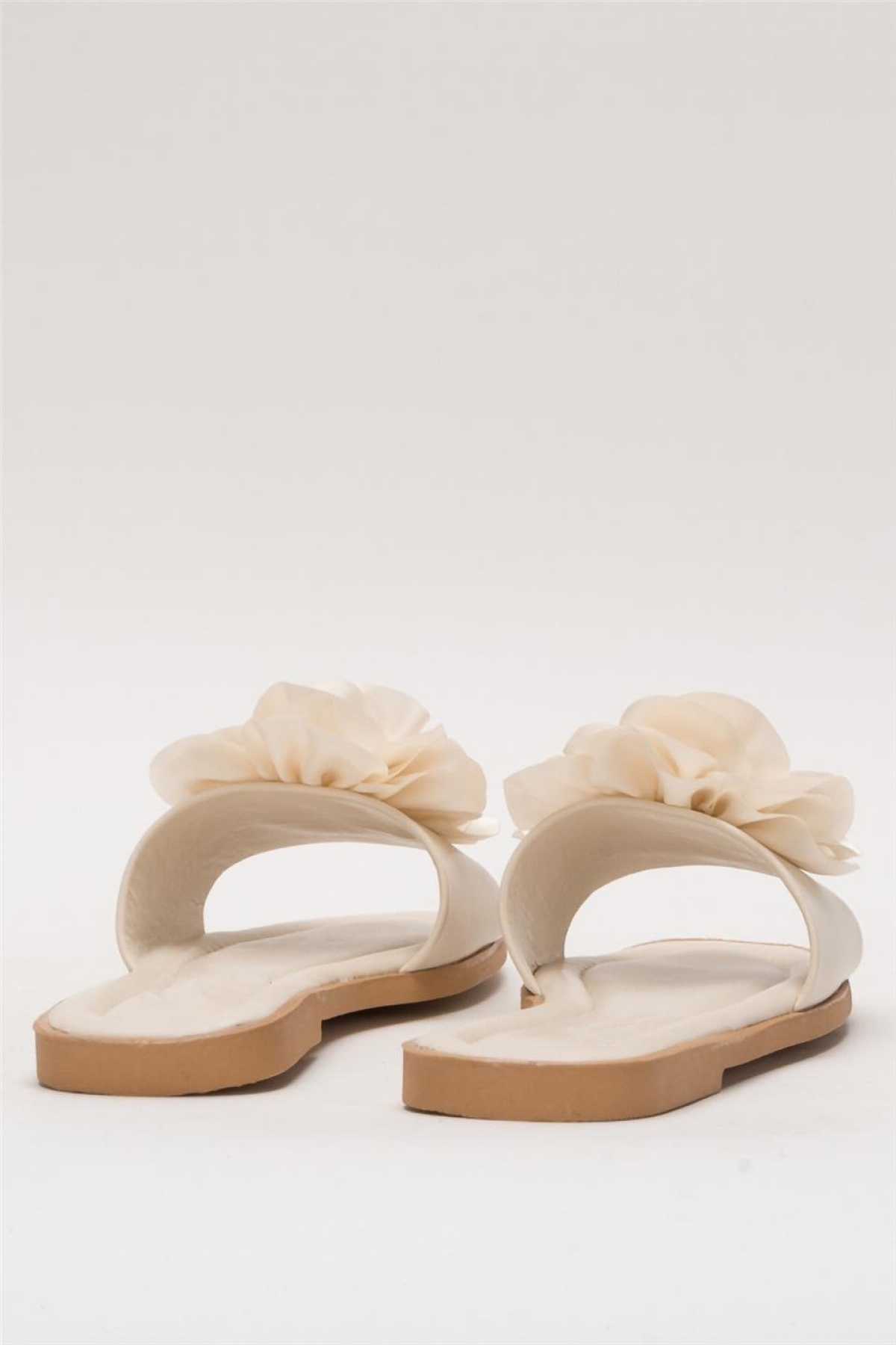 Kadın Gül Çicekli Hediyelik Bohçalık Çeyizlik Terlik KREM - Görsel 5