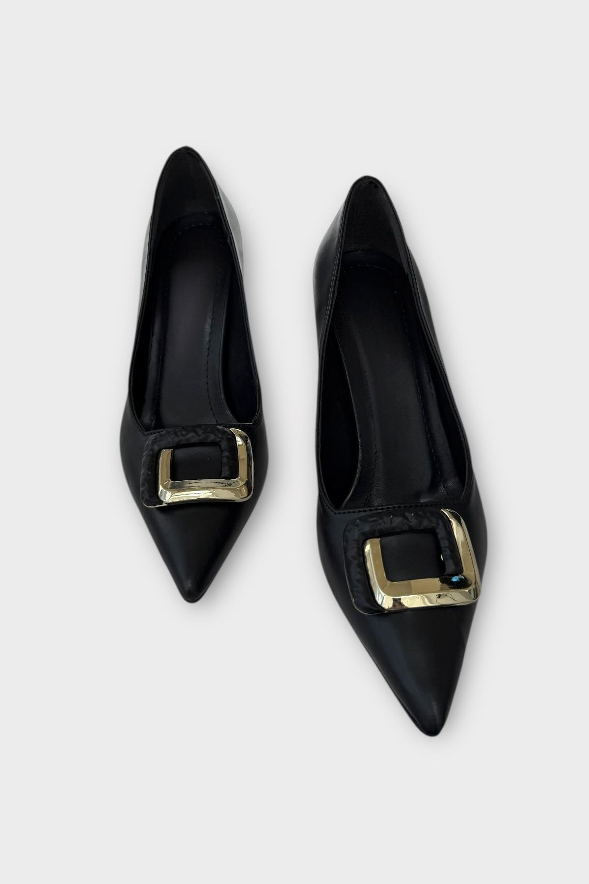 Kadın 8 cm Topuklu Ayakkabı SİYAH - ALTIN - Görsel 7