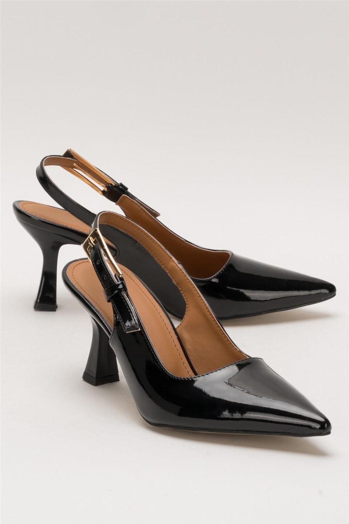 Kadın Sivri Burun Arkası Açık 8 Cm Topuklu Ayakkabı SİYAH - Görsel 3