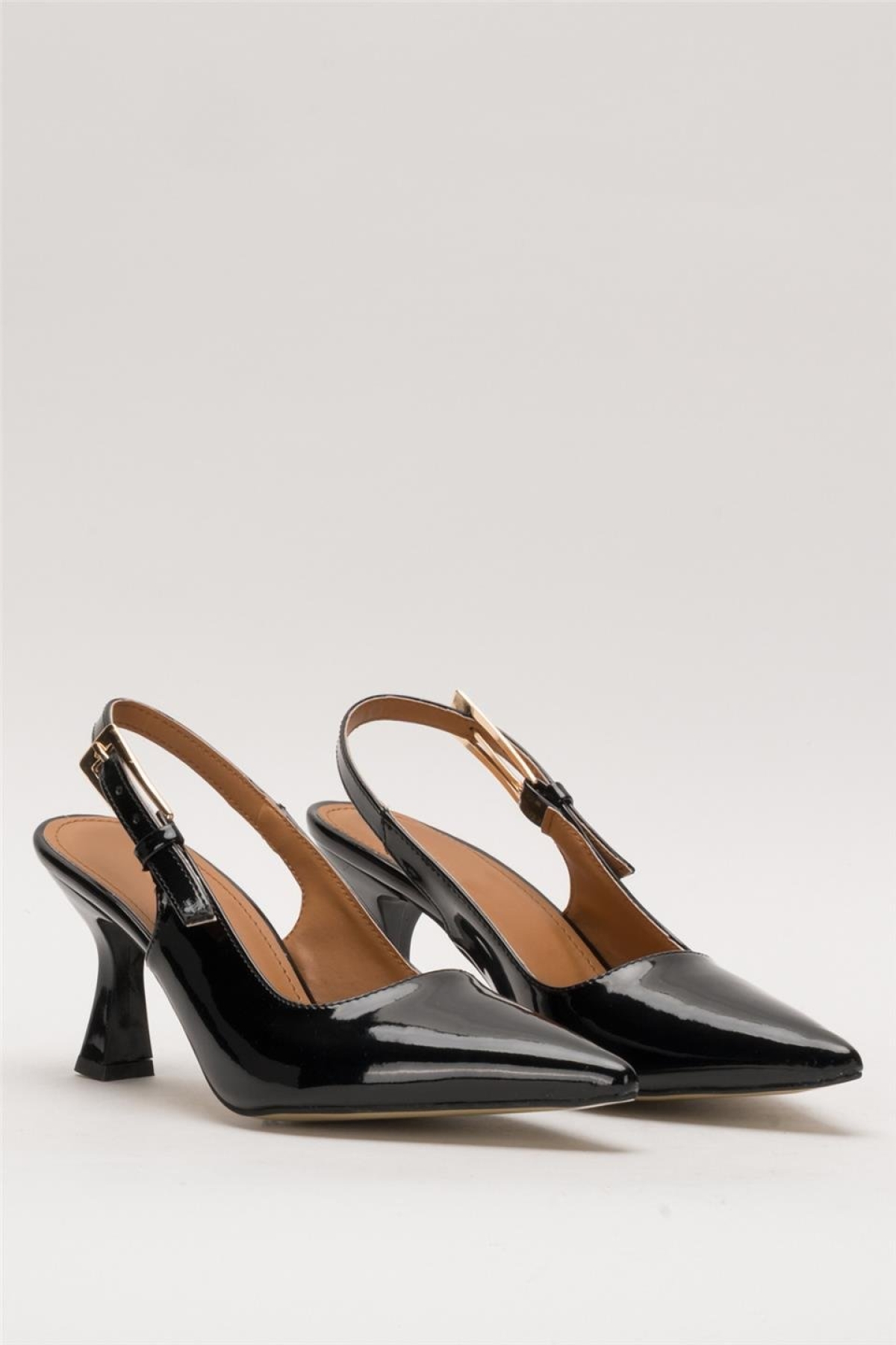 Kadın Sivri Burun Arkası Açık 8 Cm Topuklu Ayakkabı SİYAH - Görsel 4