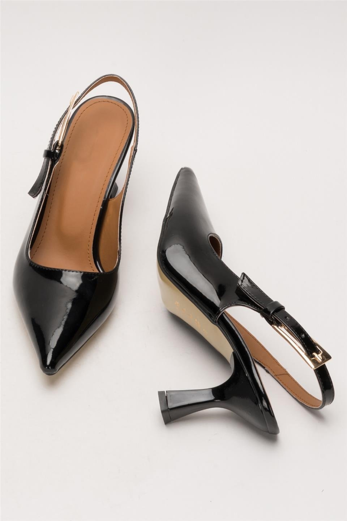 Kadın Sivri Burun Arkası Açık 8 Cm Topuklu Ayakkabı SİYAH - Görsel 8