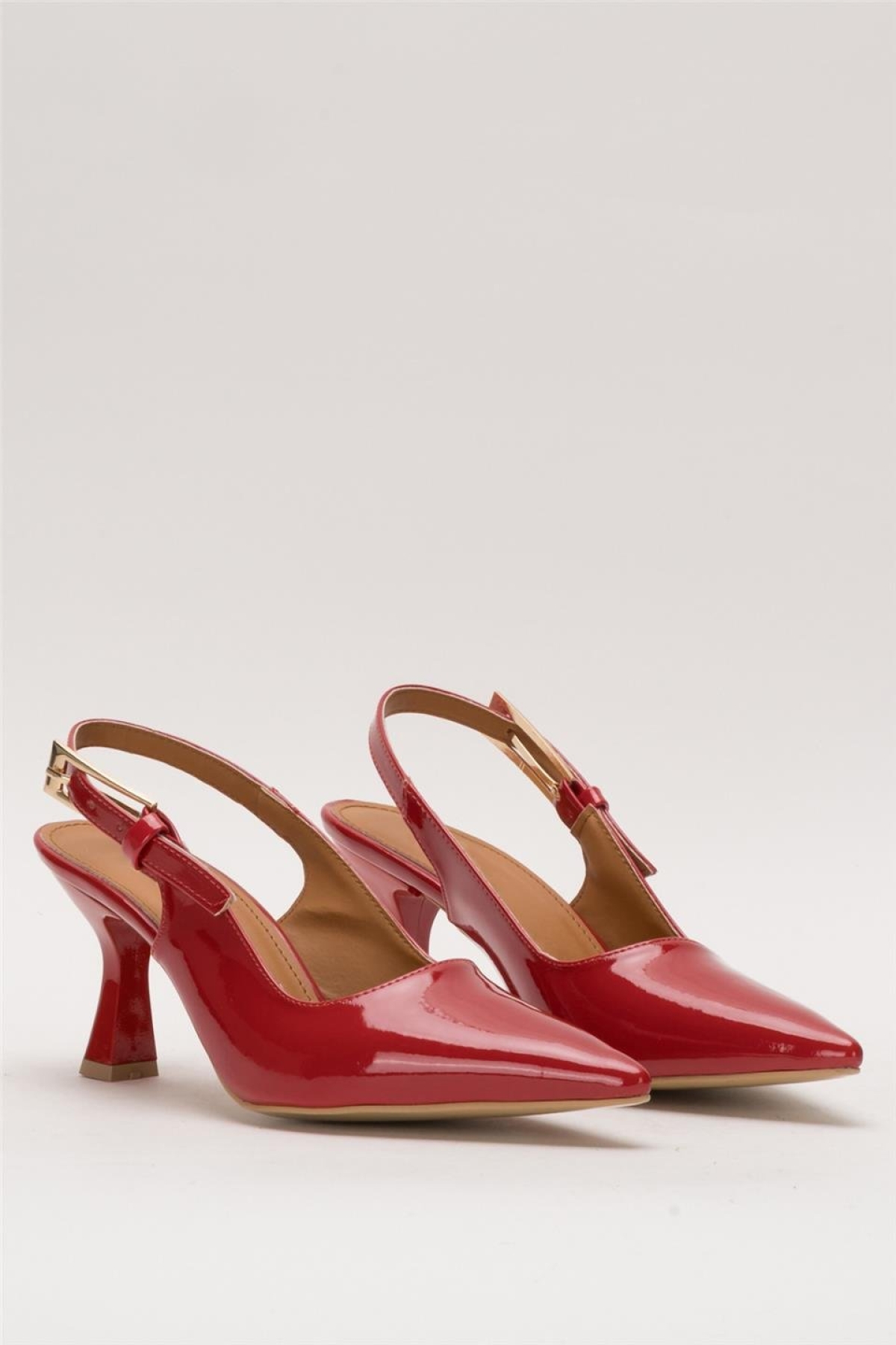 Kadın Sivri Burun Arkası Açık 8 Cm Topuklu Ayakkabı KIRMIZI - Görsel 4