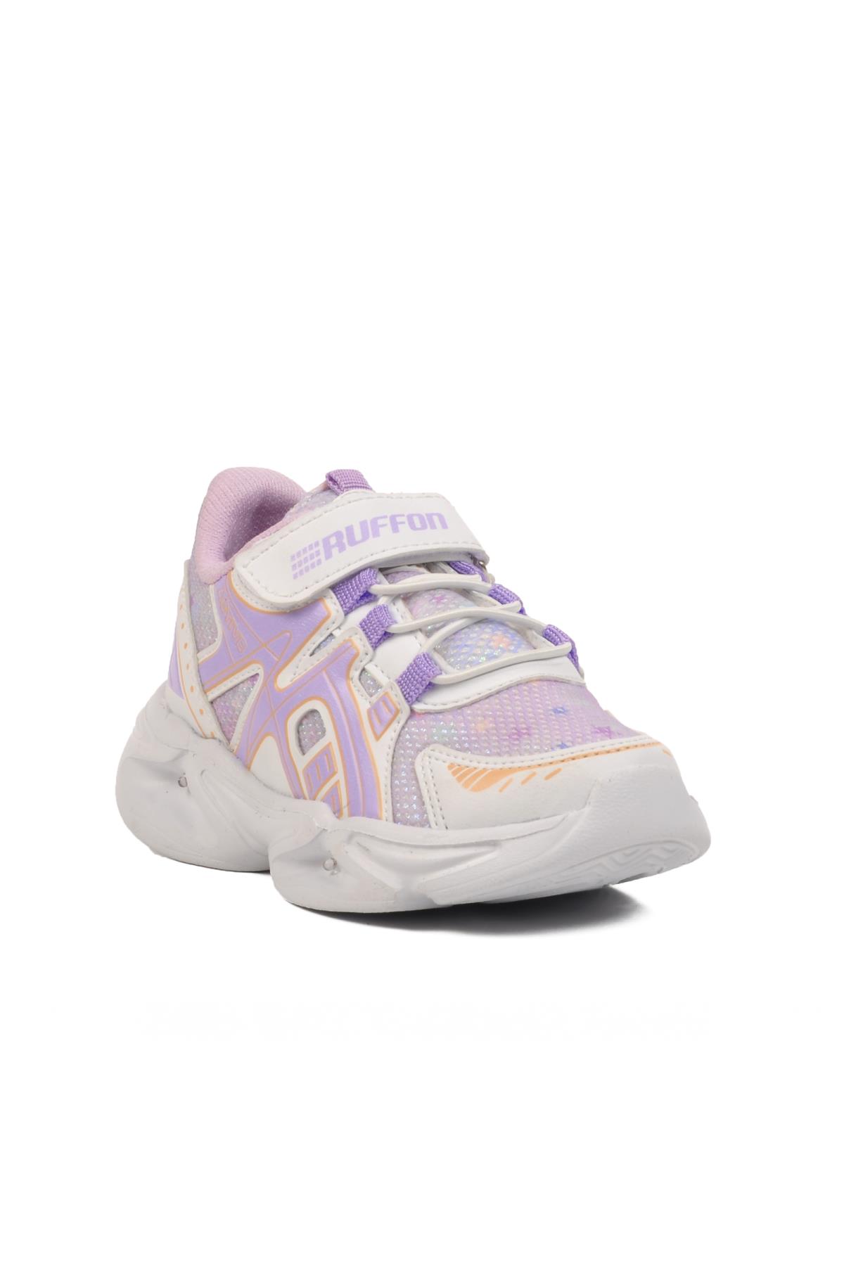 Beyaz-Lila Çocuk Spor Ayakkabı Ruffon 2351 P - Görsel 2