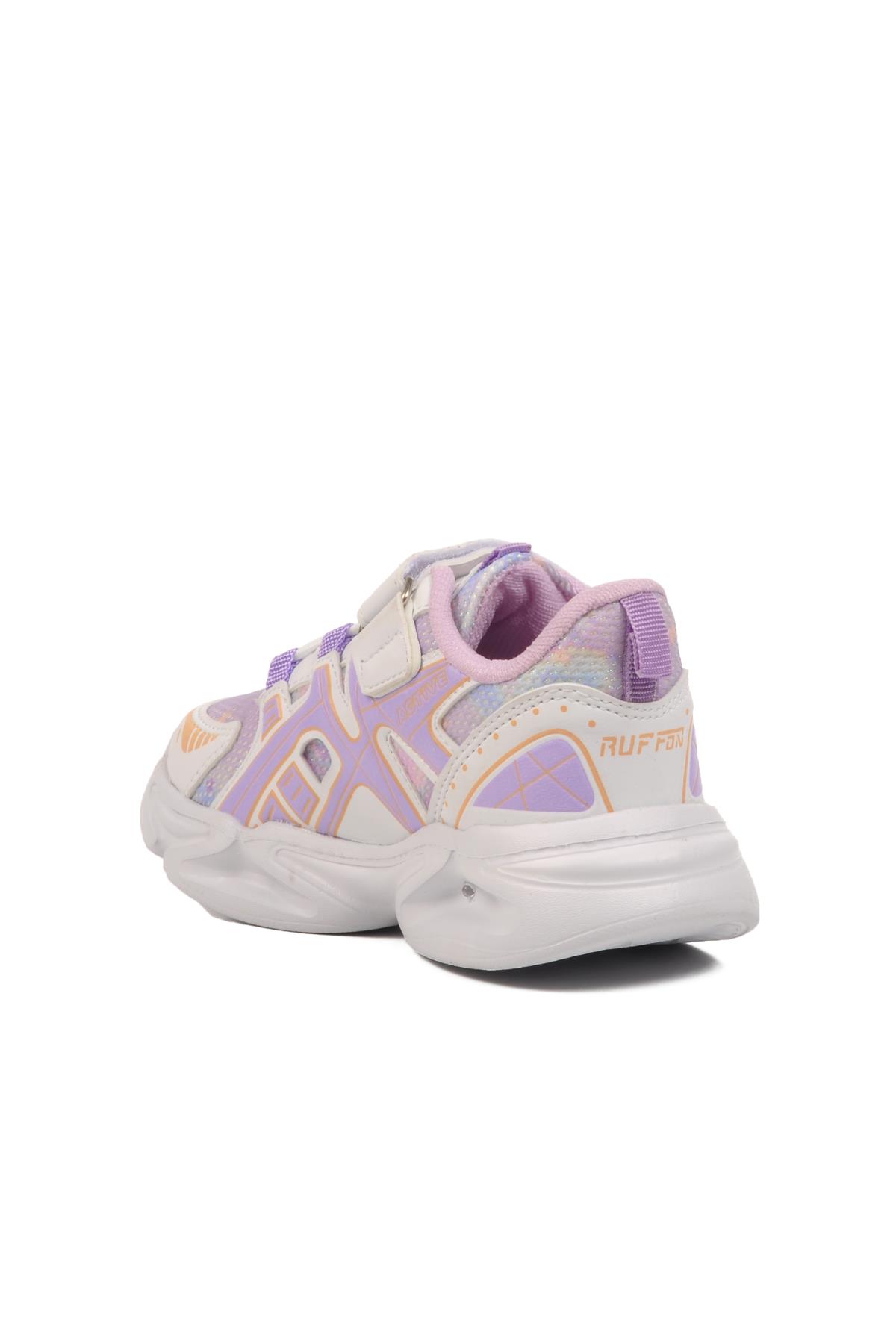 Beyaz-Lila Çocuk Spor Ayakkabı Ruffon 2351 P - Görsel 5