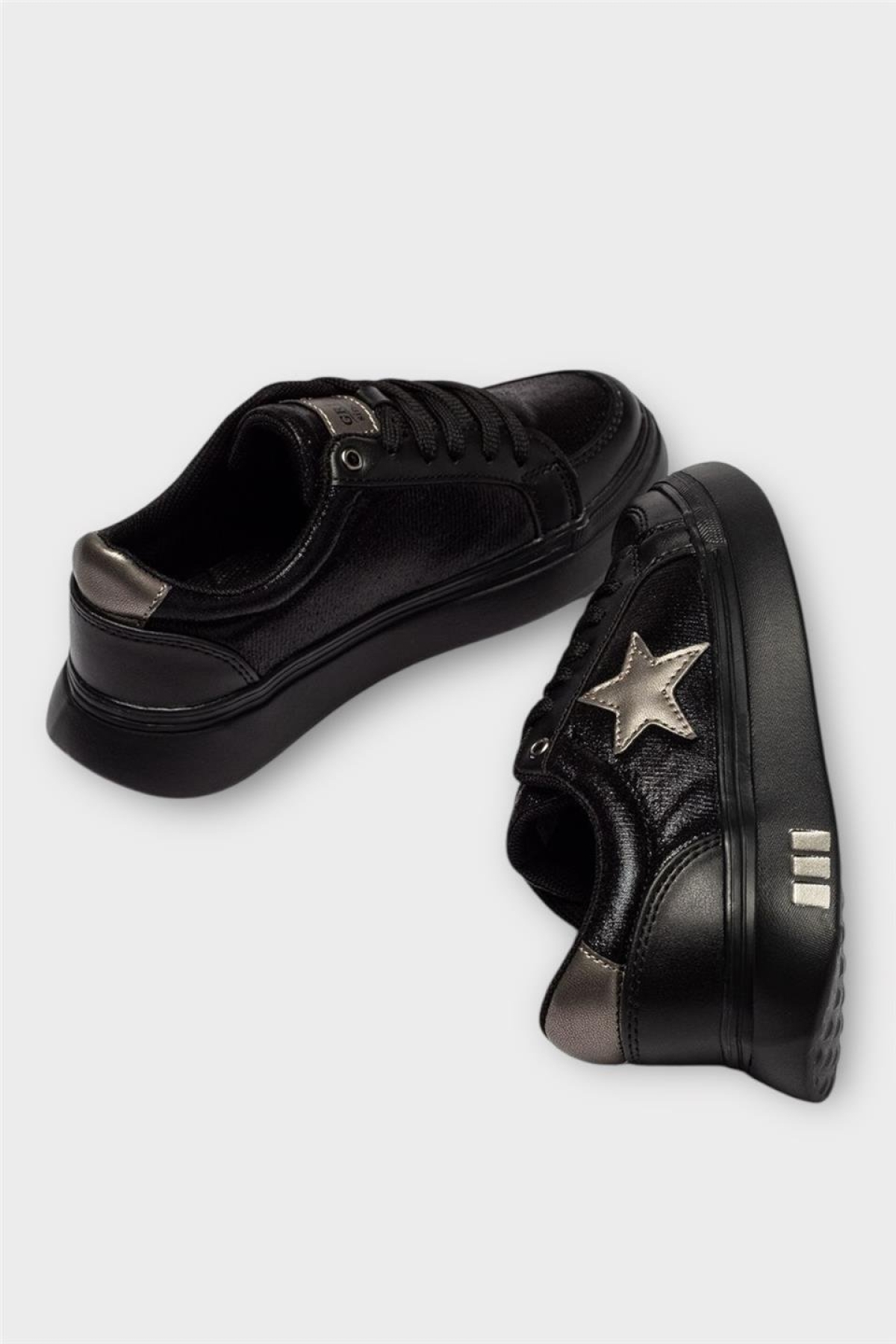 Kadın Yıldız Detay Şık Günlük Spor Sneaker Ayakkabı SİYAH - Görsel 5