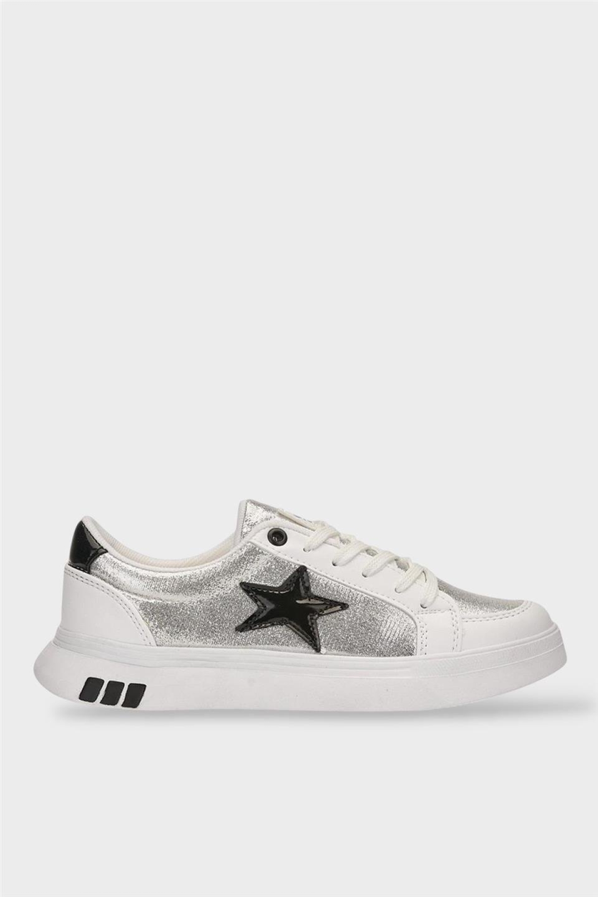 Kadın Yıldız Detay Şık Günlük Spor Sneaker Ayakkabı BEYAZ - SİYAH - Görsel 9